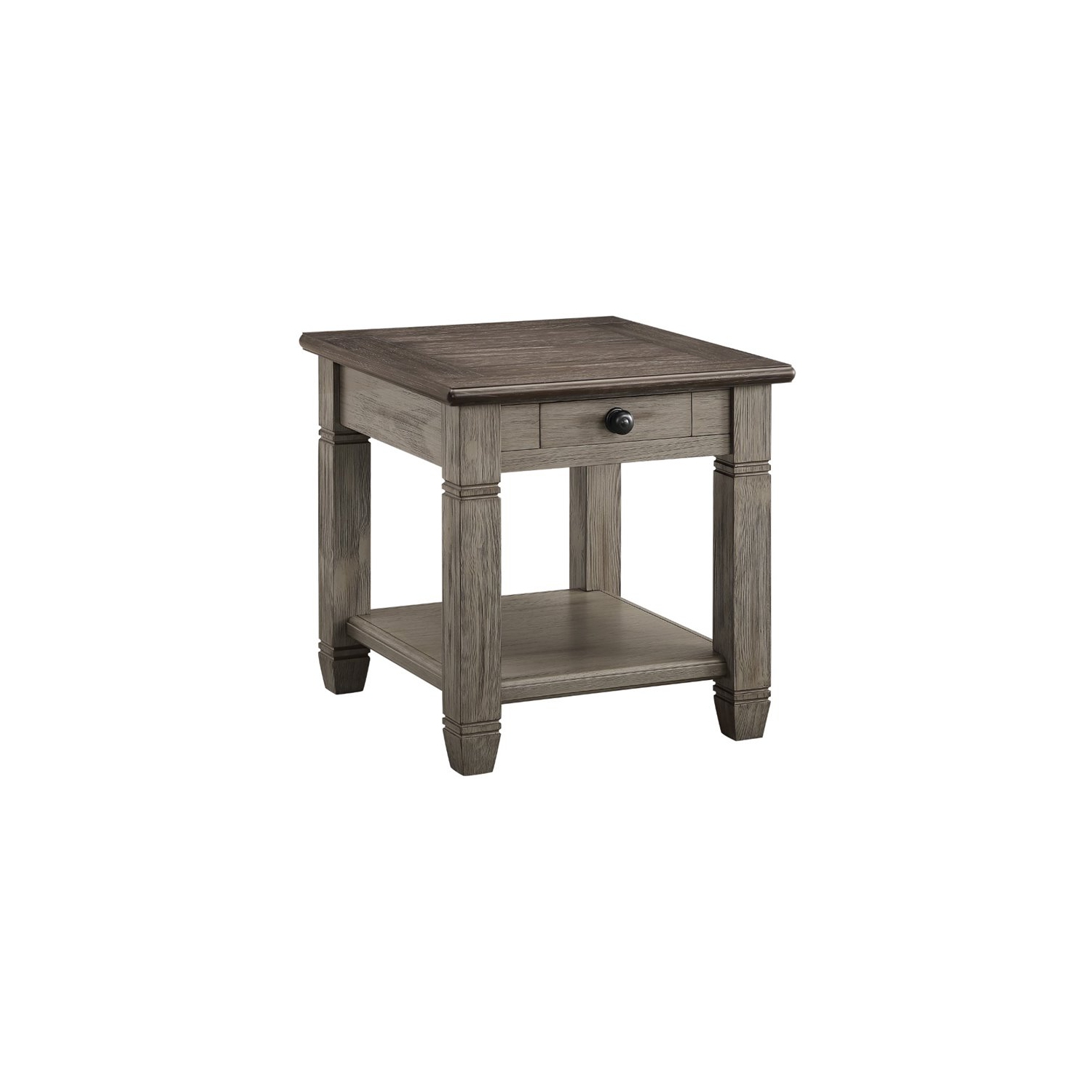 Lexicon Granby Wood 1 Drawer End Table in Antique Gray
