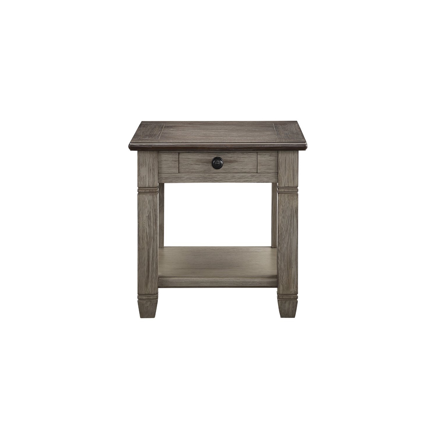Lexicon Granby Wood 1 Drawer End Table in Antique Gray