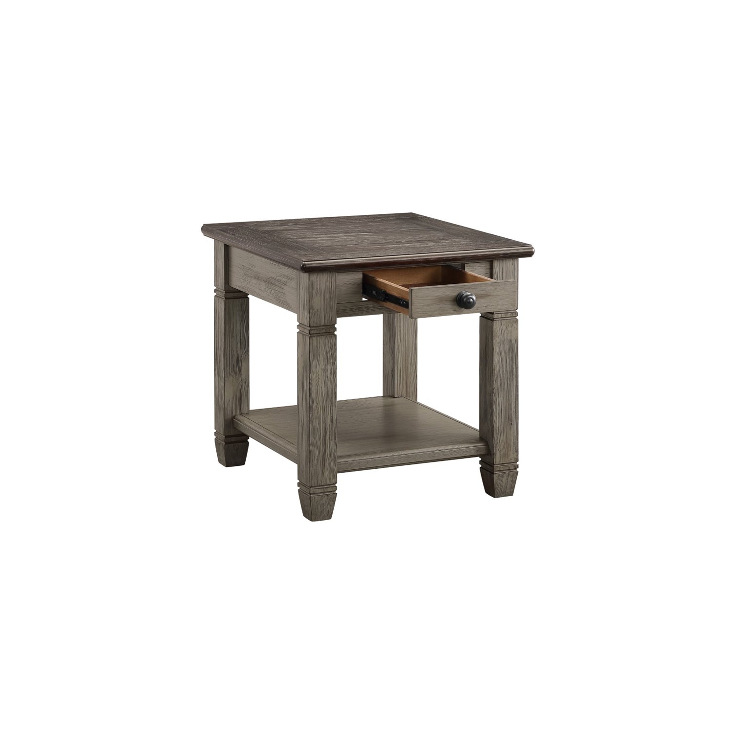 Lexicon Granby Wood 1 Drawer End Table in Antique Gray