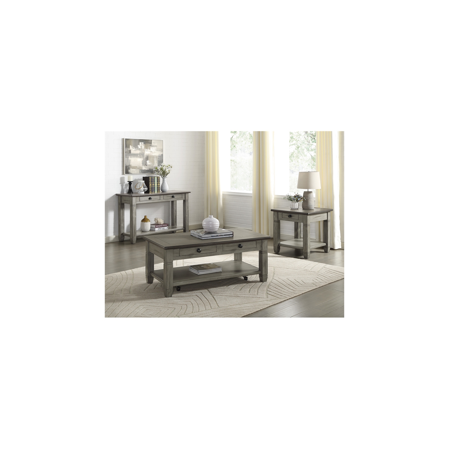Lexicon Granby Wood 1 Drawer End Table in Antique Gray