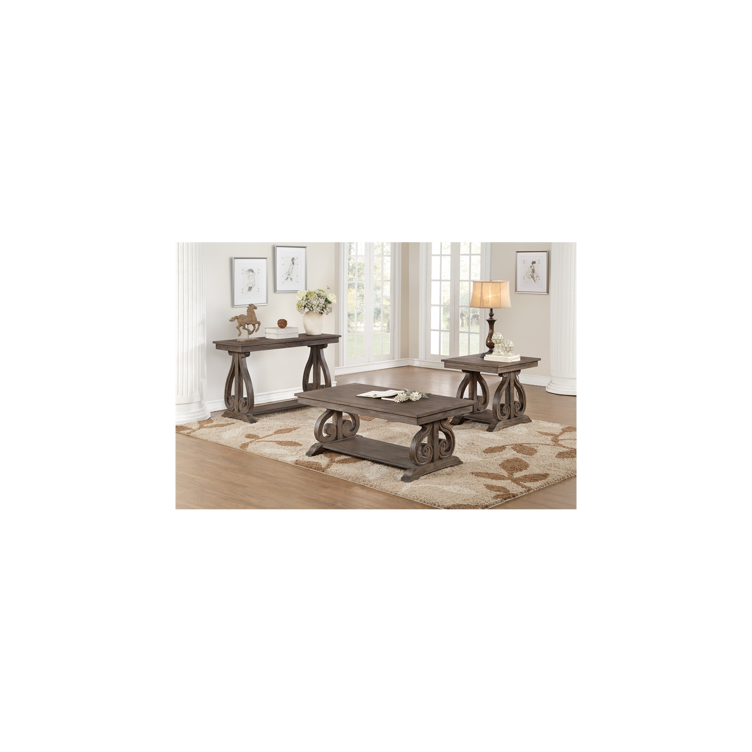 Lexicon Toulon Wood Coffee Table in Distressed Dark Oak