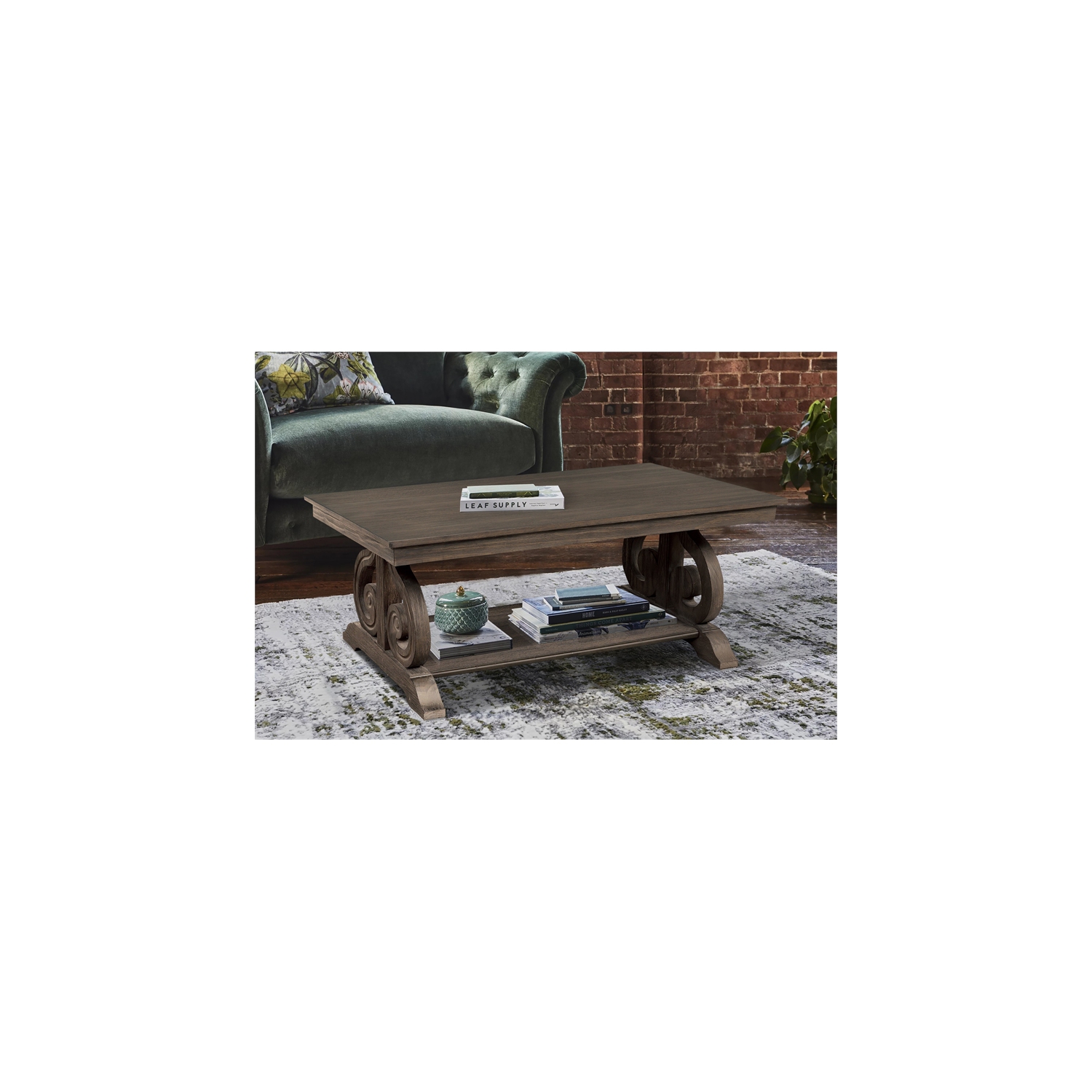 Lexicon Toulon Wood Coffee Table in Distressed Dark Oak