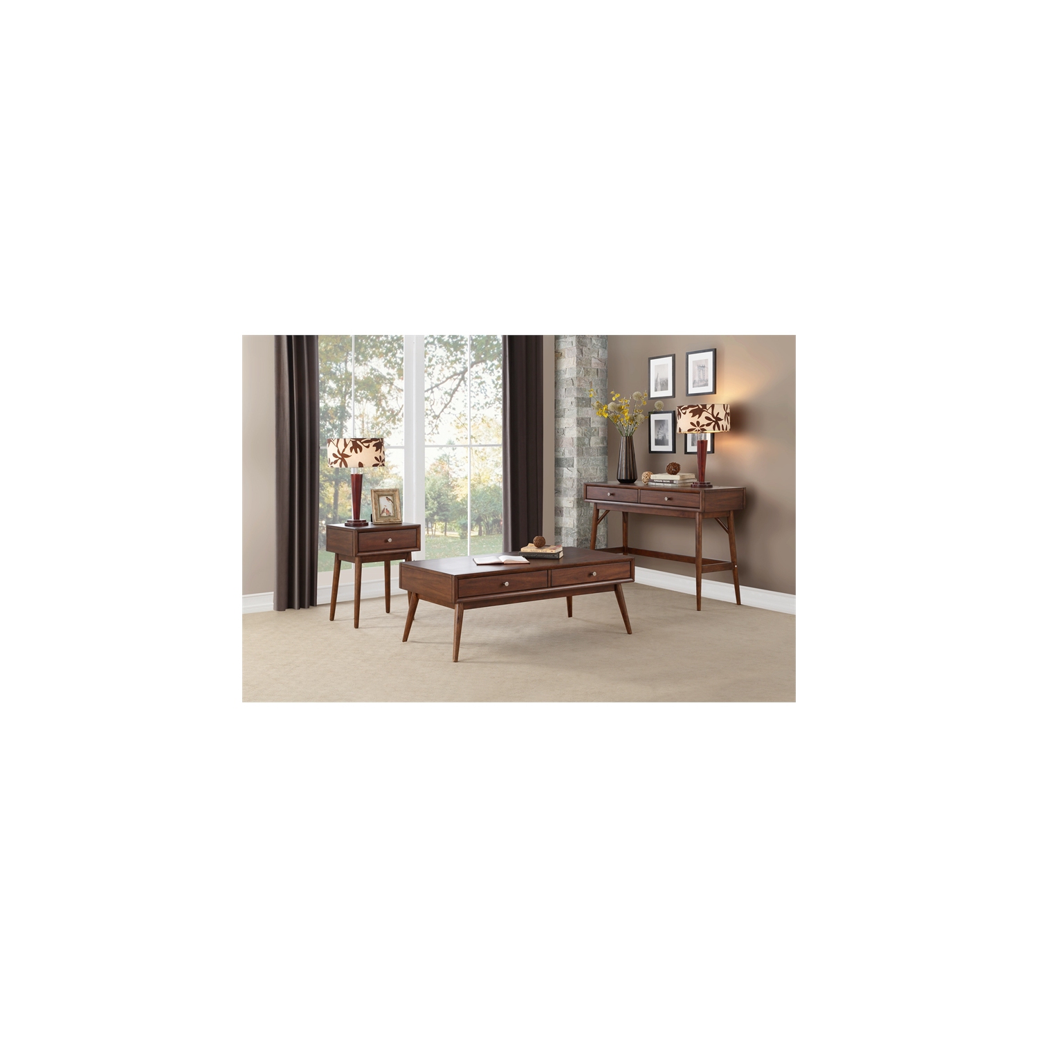 Lexicon Frolic Wood 1 Drawer End Table in Brown