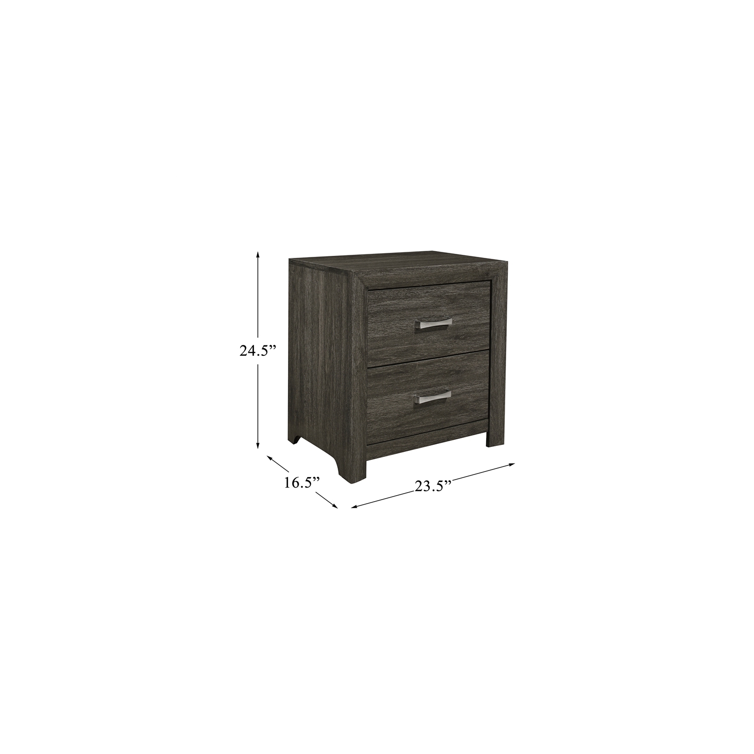 Lexicon Edina 2-Drawers Contemporary Wood Nightstand in Dark Gray