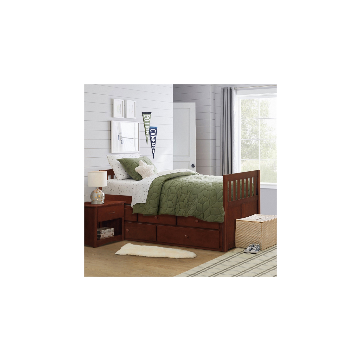 Lexicon Rowe 1-Drawer Transitional Wood Nightstand in Dark Cherry