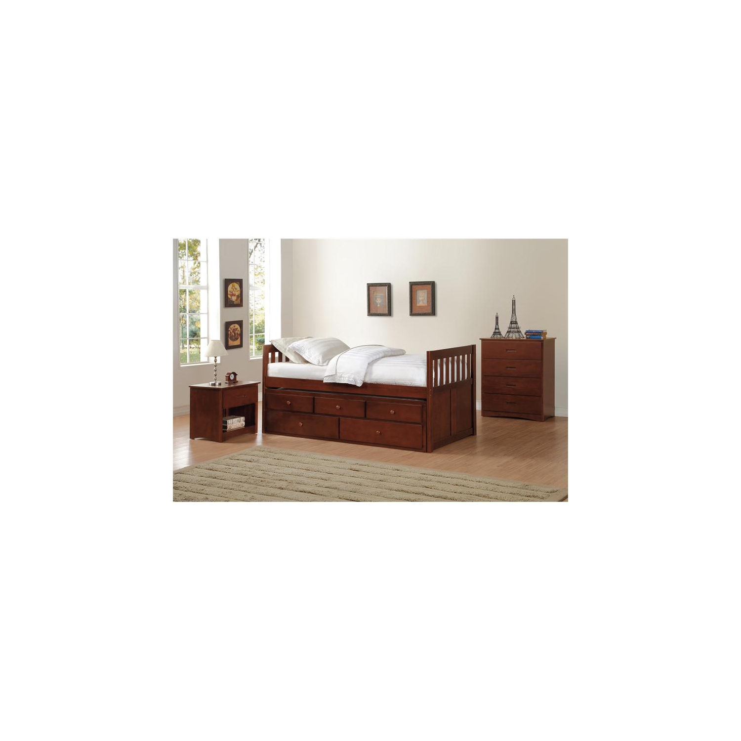 Lexicon Rowe 1-Drawer Transitional Wood Nightstand in Dark Cherry