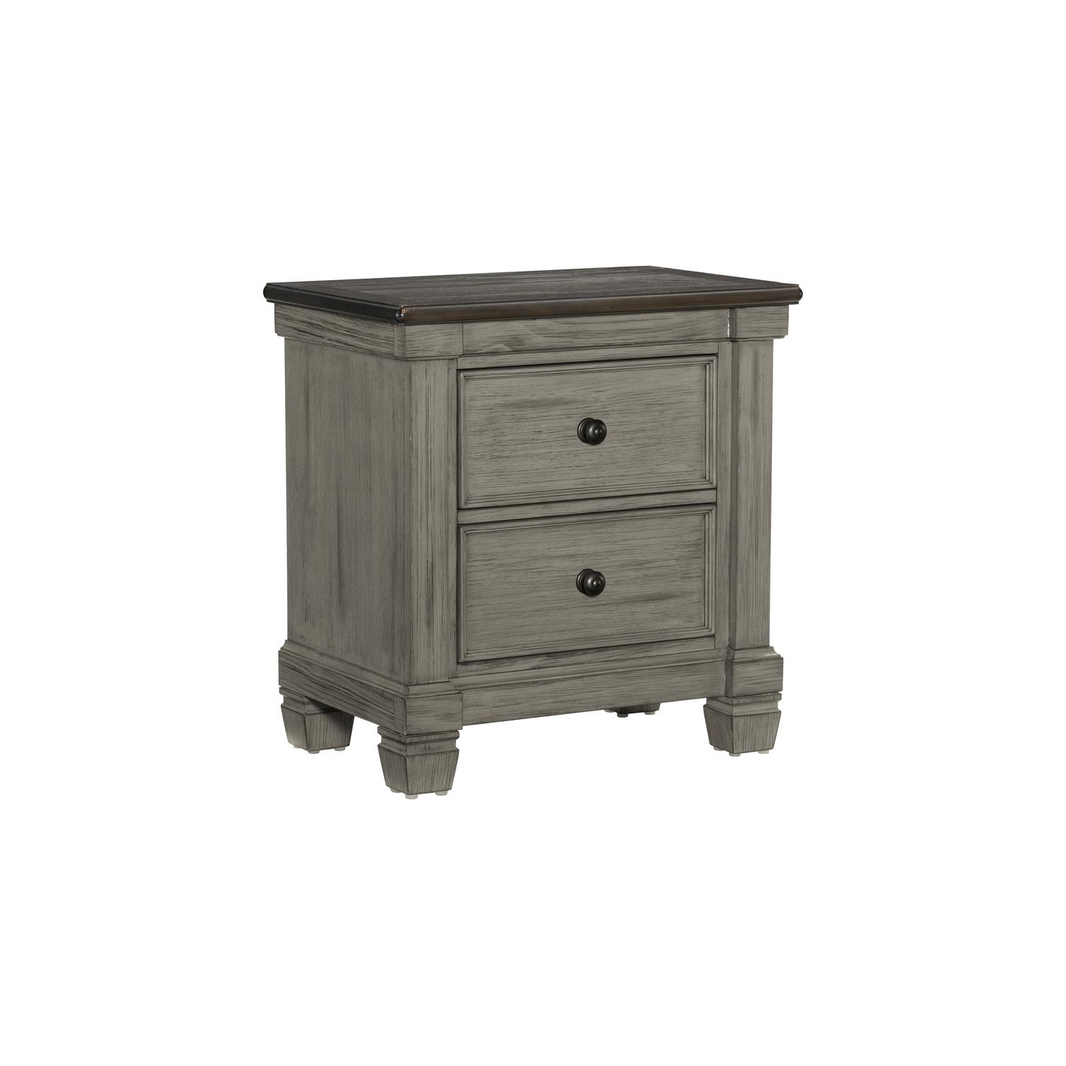Lexicon Weaver 2 Dovetail Drawers Wood Nightstand in Antique Gray