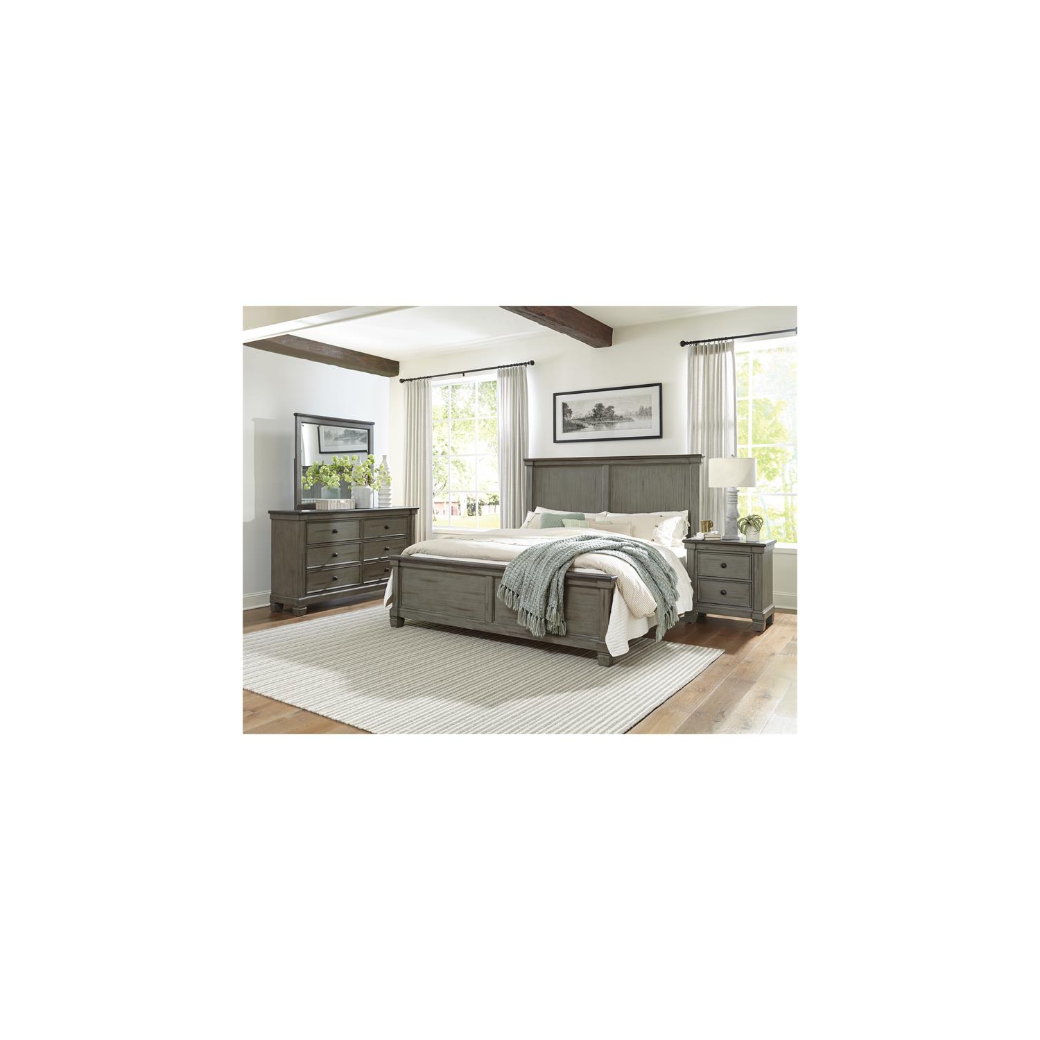 Lexicon Weaver 2 Dovetail Drawers Wood Nightstand in Antique Gray