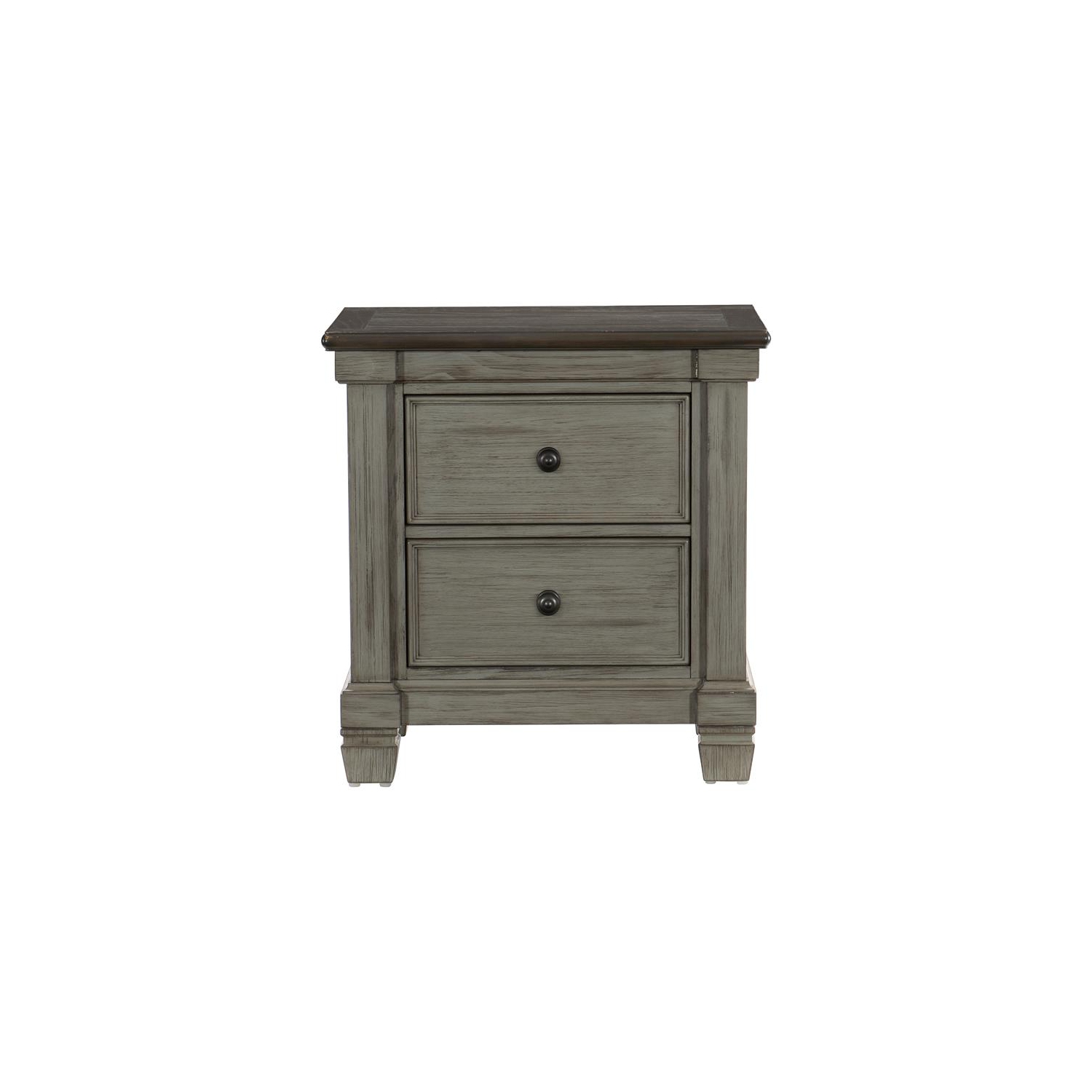 Lexicon Weaver 2 Dovetail Drawers Wood Nightstand in Antique Gray