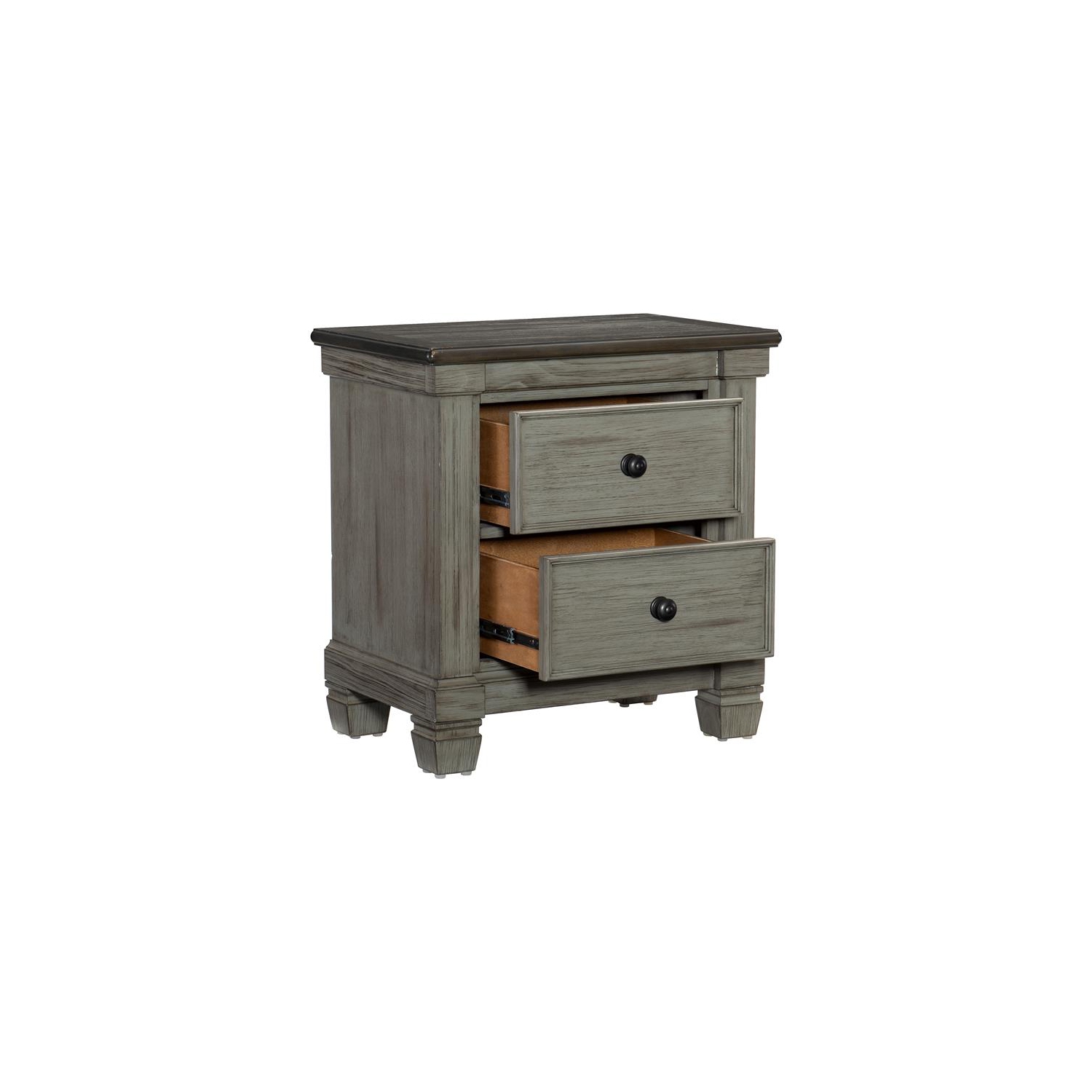 Lexicon Weaver 2 Dovetail Drawers Wood Nightstand in Antique Gray