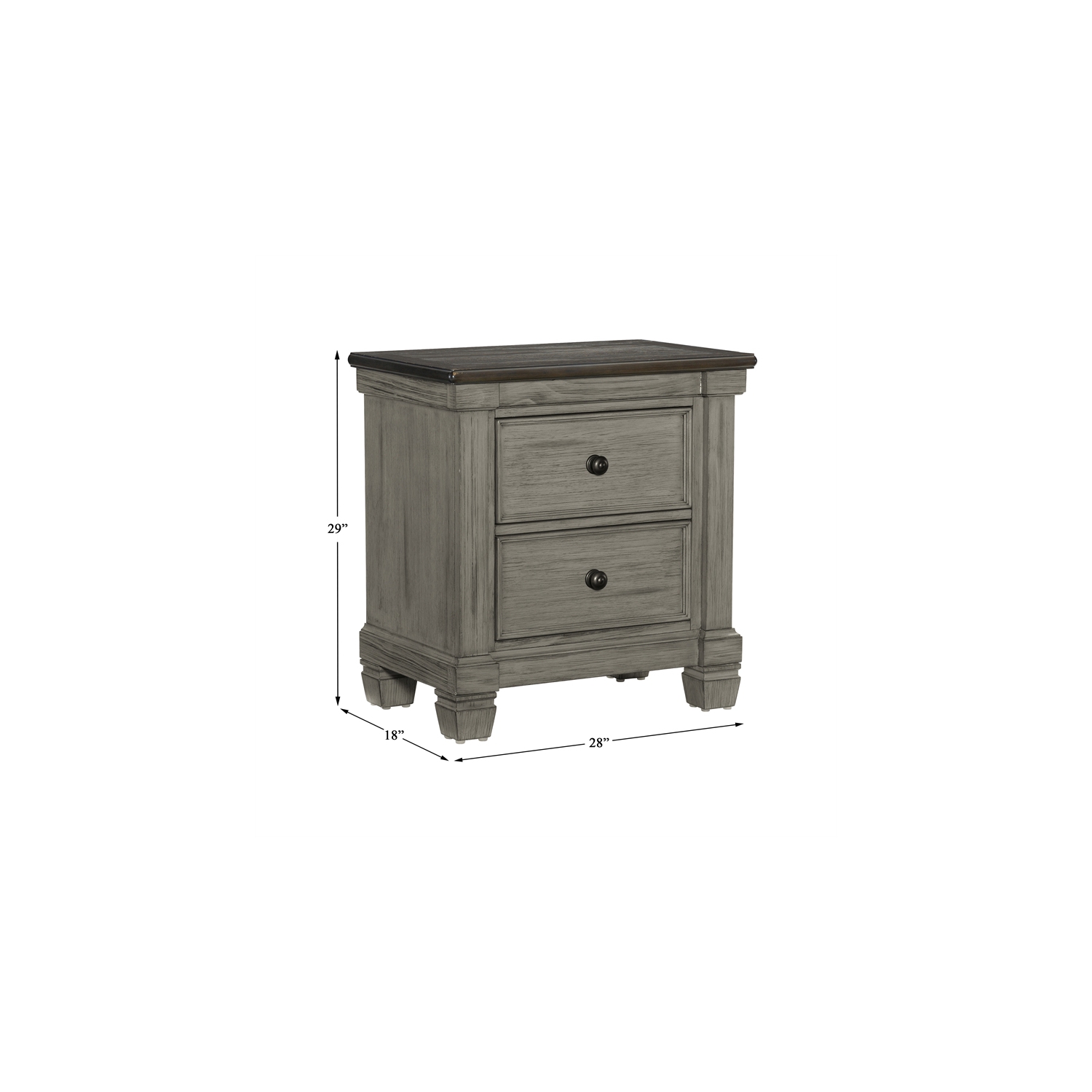 Lexicon Weaver 2 Dovetail Drawers Wood Nightstand in Antique Gray