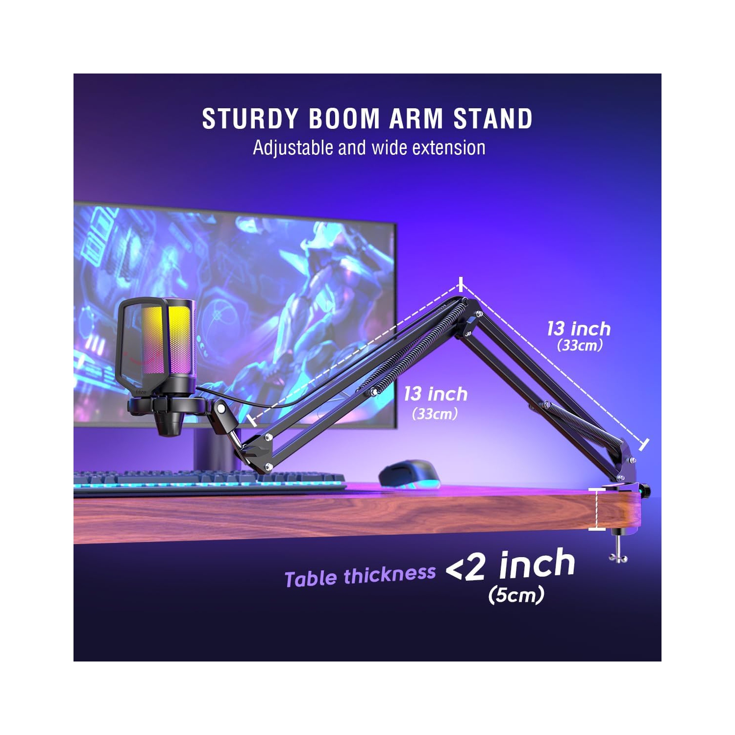 Microphone de jeu Fifine pour PC, ensemble micro USB à condensateur avec RVB, mise en sourdine rapide, bouton de gain, pied de perche, filtre