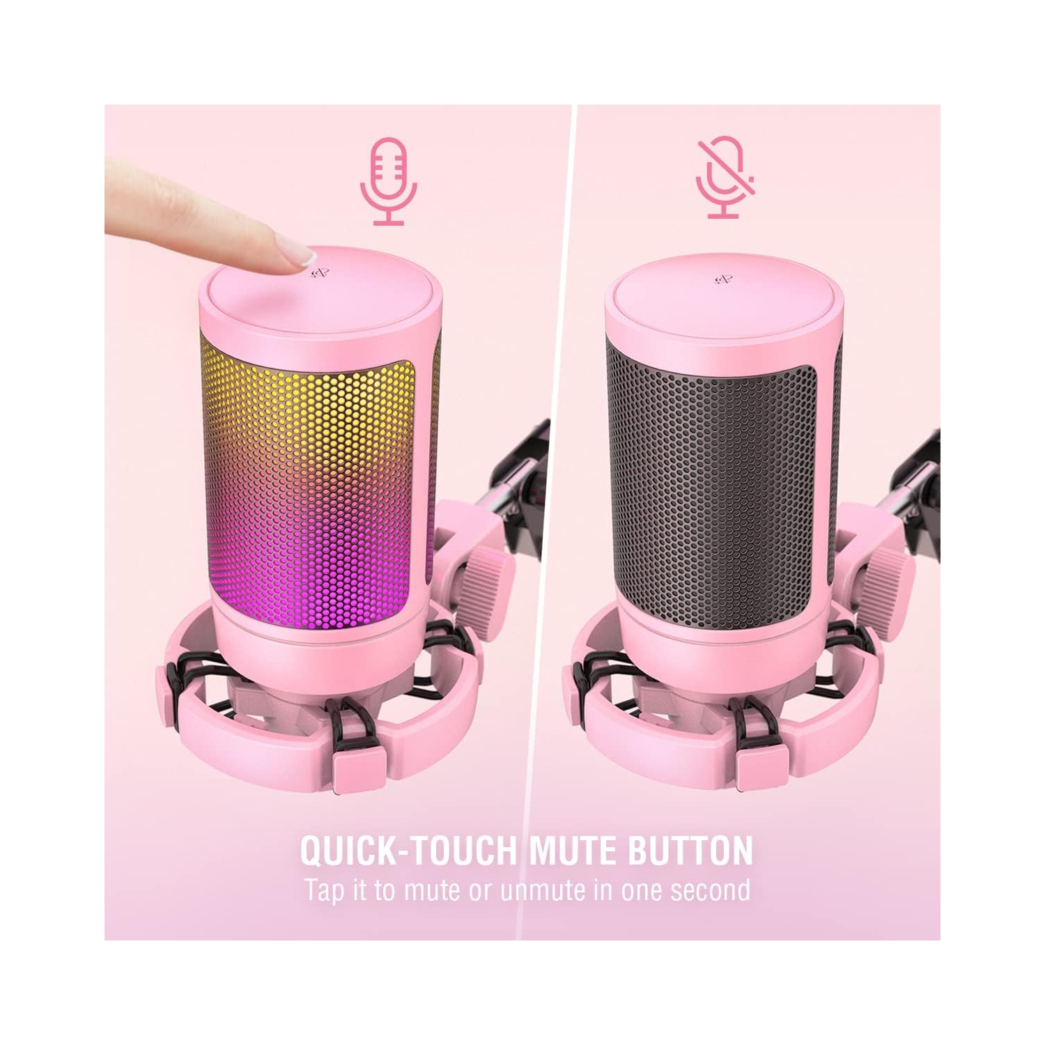 Microphone de jeu Fifine pour PC, ensemble micro USB à condensateur avec RVB, mise en sourdine rapide, bouton de gain, pied de perche, filtre