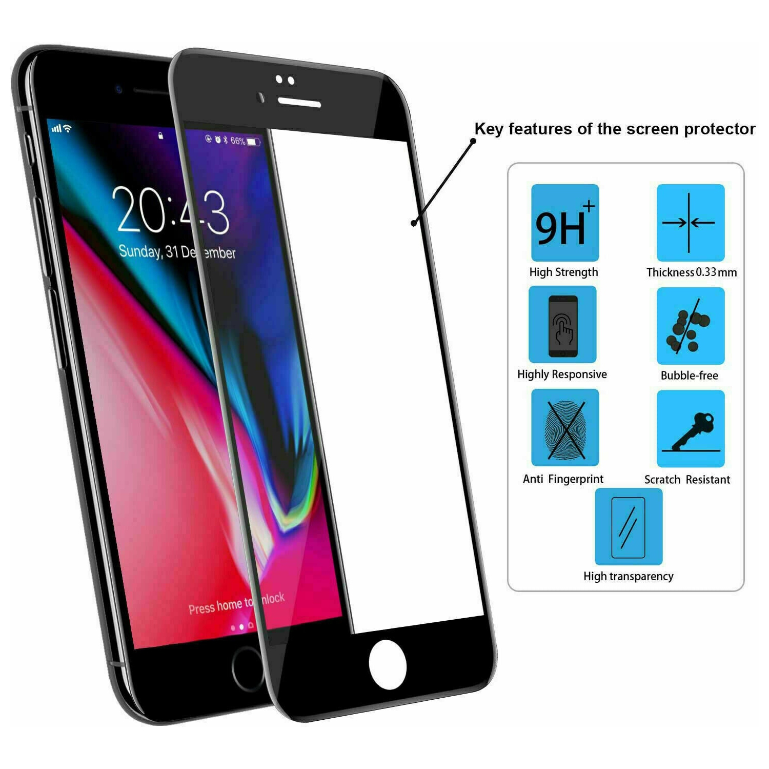 KeeGuard Protecteur d'écran pour iPhone SE 3/2 4,7 pouces, verre trempé