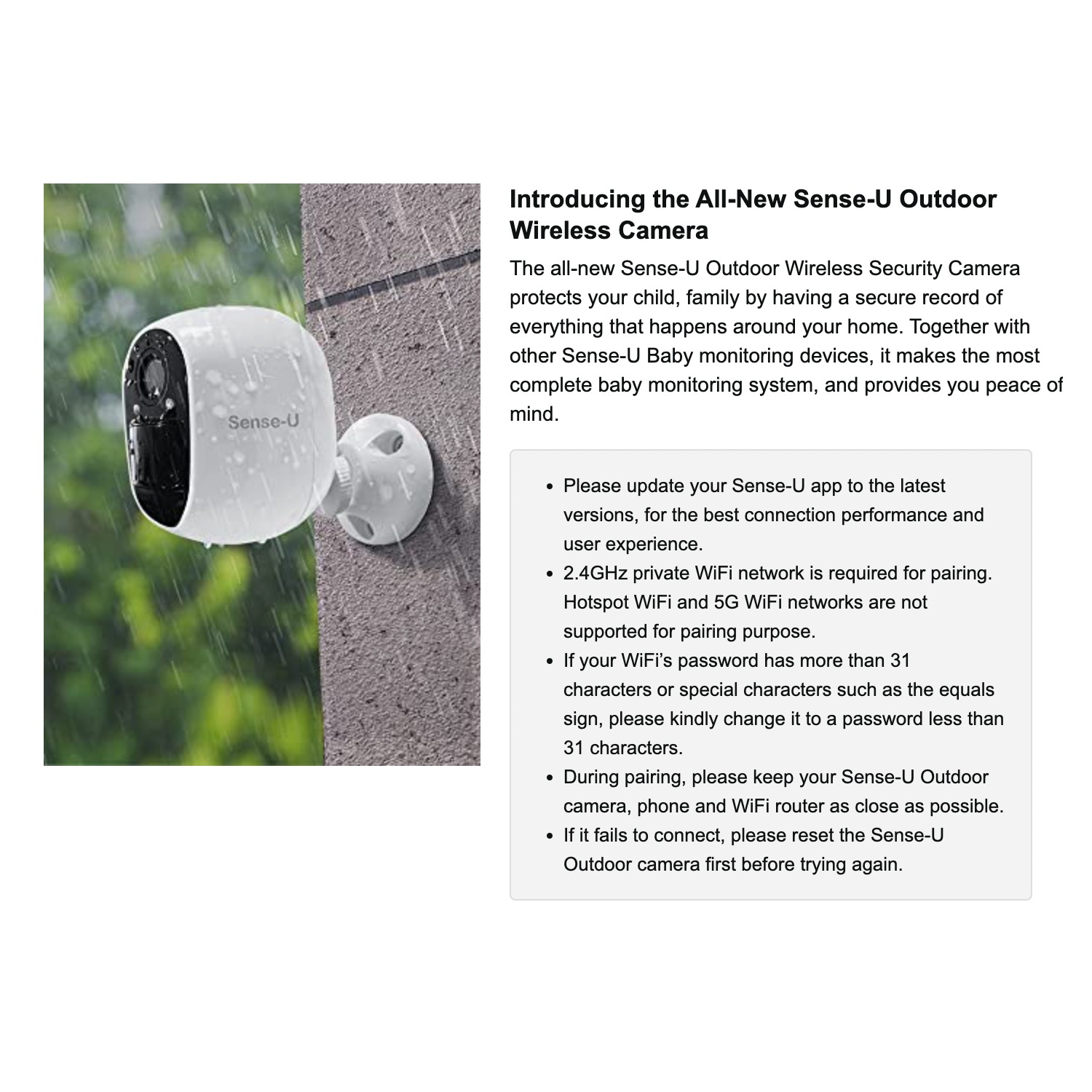 Sense-U Outdoor Wireless Security Camera