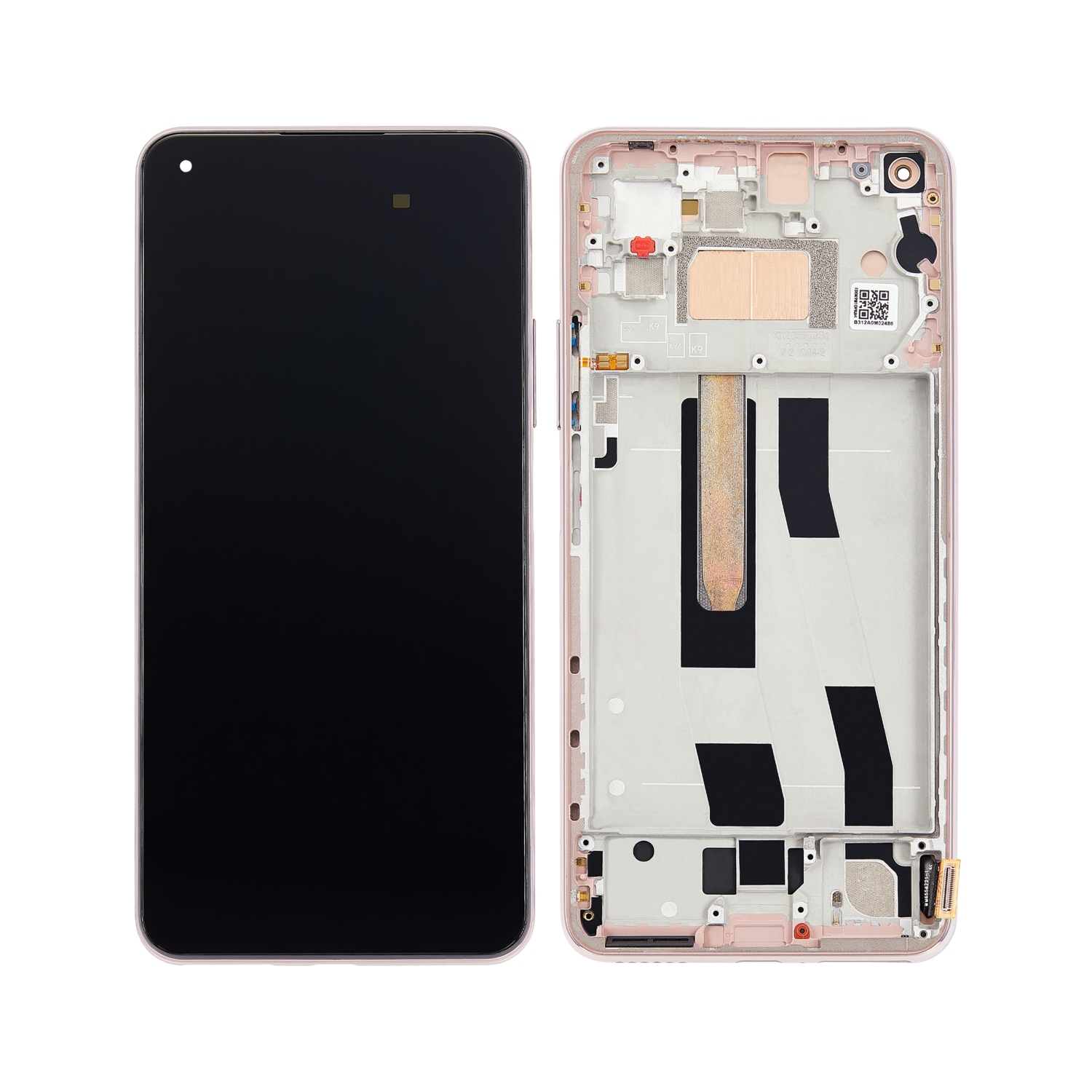 Replacement OLED Assembly With Frame Compatible For Xiaomi Mi 11 Lite (Aftermarket Plus) (Peach Pink)