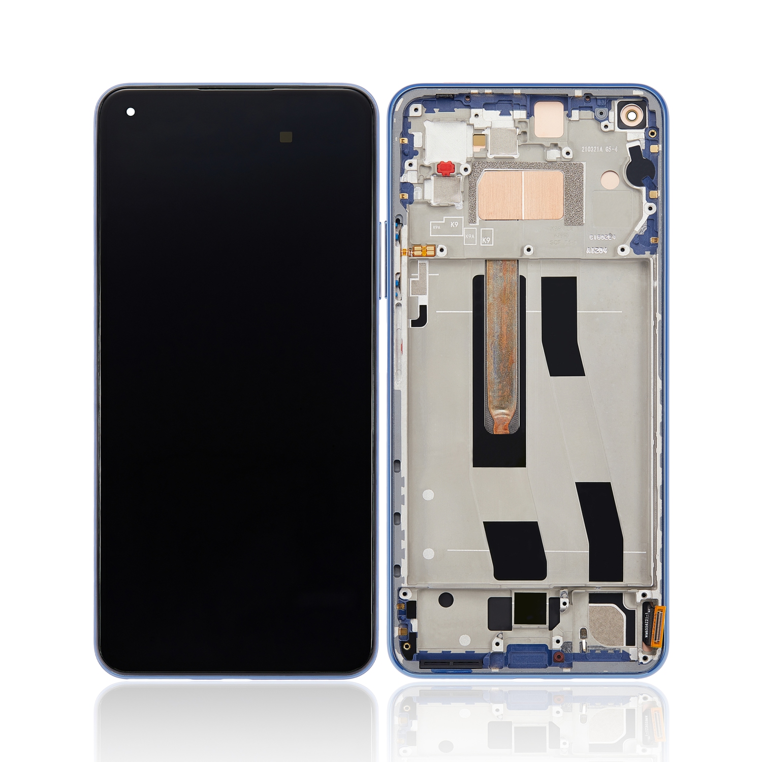 Refurbished (Excellent) - Replacement OLED Assembly With Frame Compatible For Xiaomi Mi 11 Lite (Bubblegum Blue)