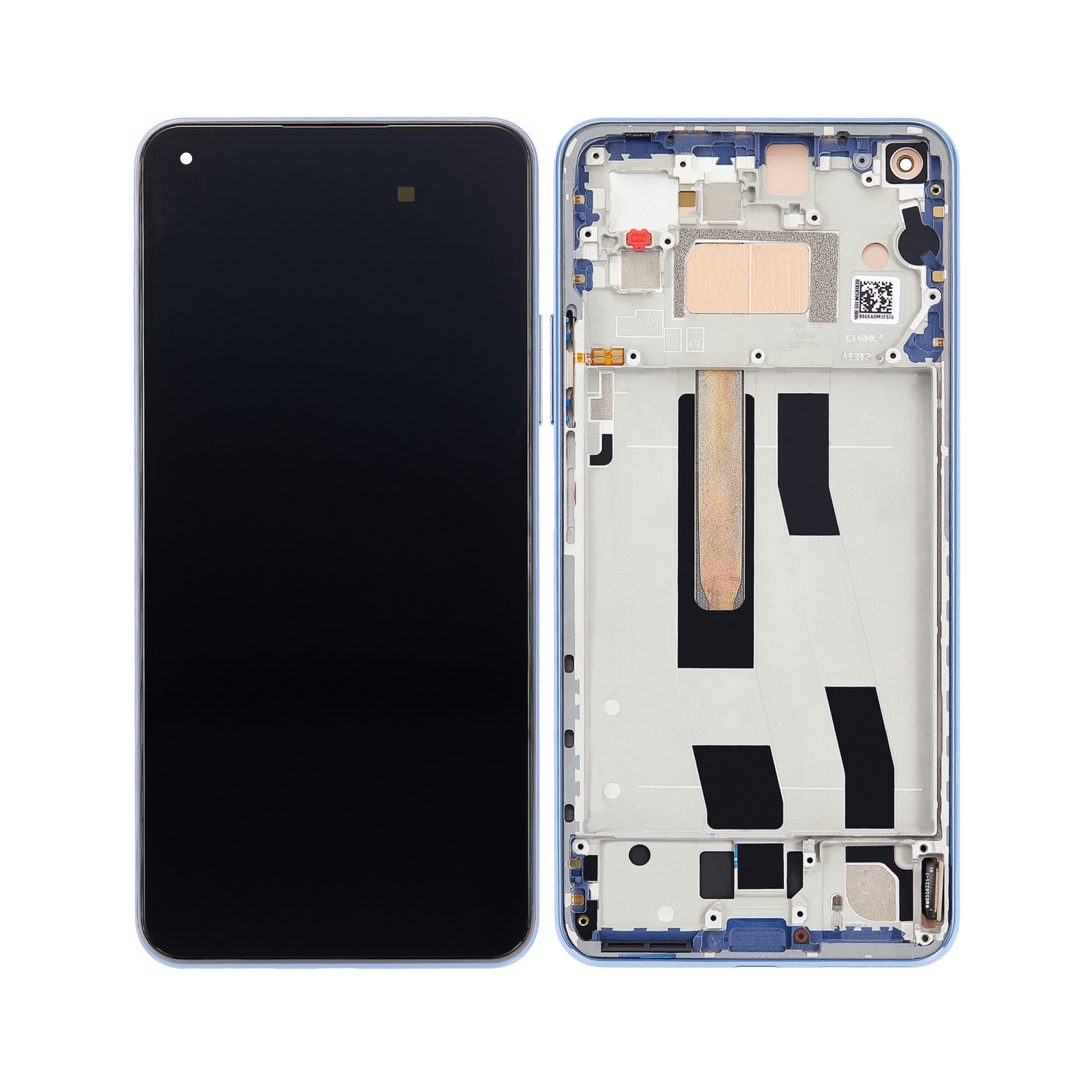 Replacement OLED Assembly With Frame Compatible For Xiaomi Mi 11 Lite (Aftermarket Plus) (Bubblegum Blue)
