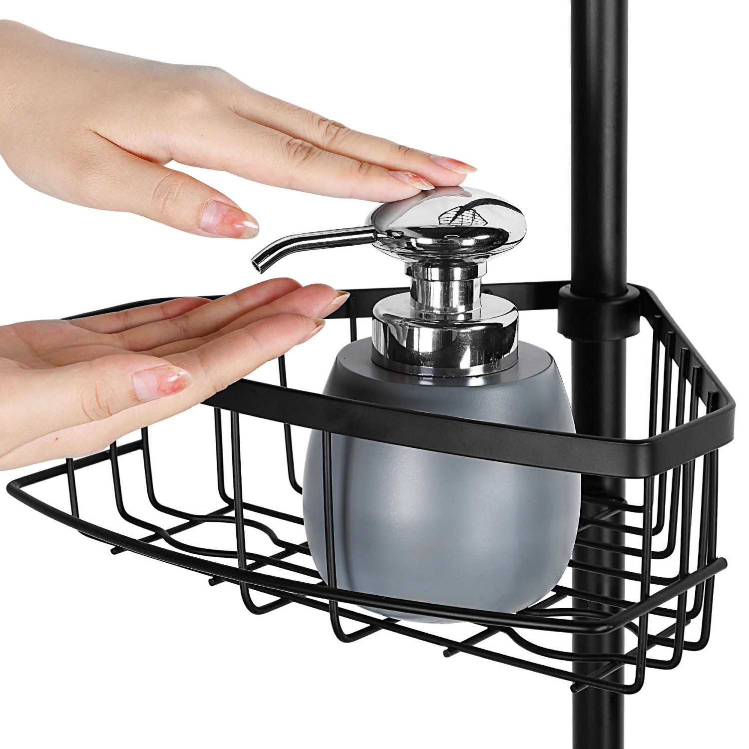 Baignoire et douche à 4 niveaux Tension Poteau d'angle Caddy Salle de bain Douche Réglable Salle de bain Douche Rangement Constant Pole Caddy avec 4