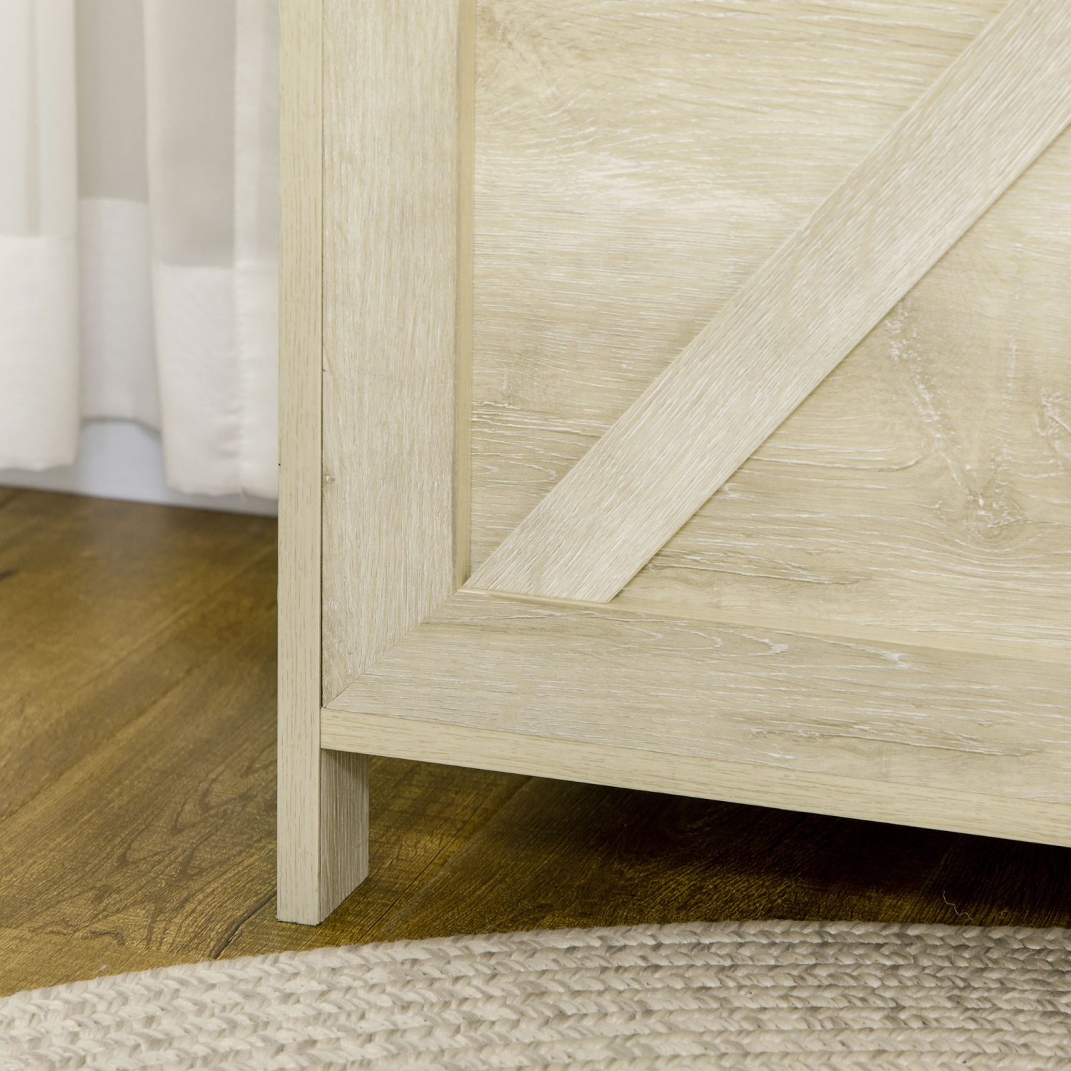 HOMCOM Farmhouse Storage Chest, Storage Bench, Lift Top Box with Safety Hinge to Open Up 100° for Entryway, Living Room, Natural