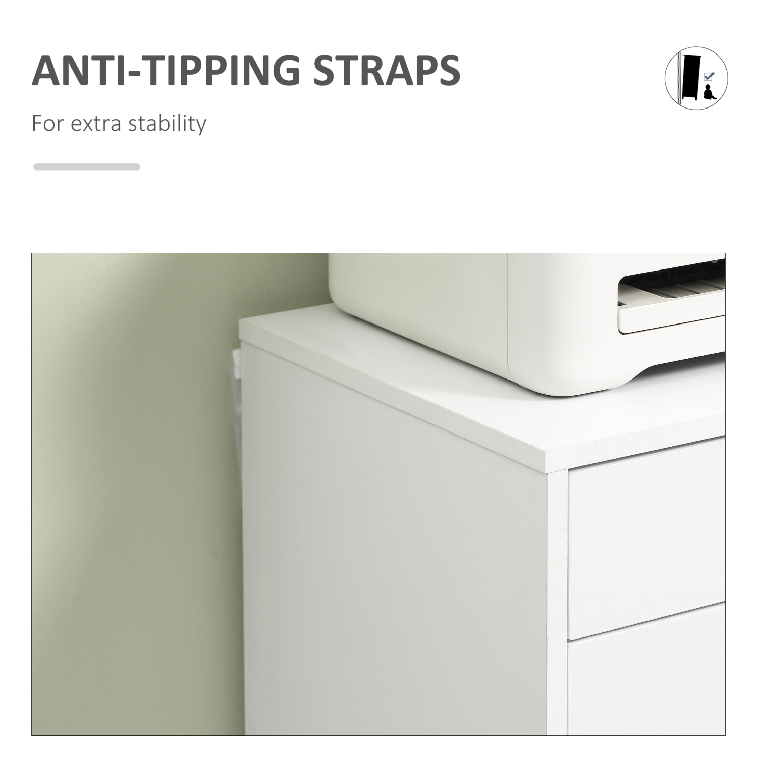 Vinsetto Vertical Filing Cabinet, 7-drawer File Cabinet, Mobile Office Storage Cabinet with Wheels for Home Office, White