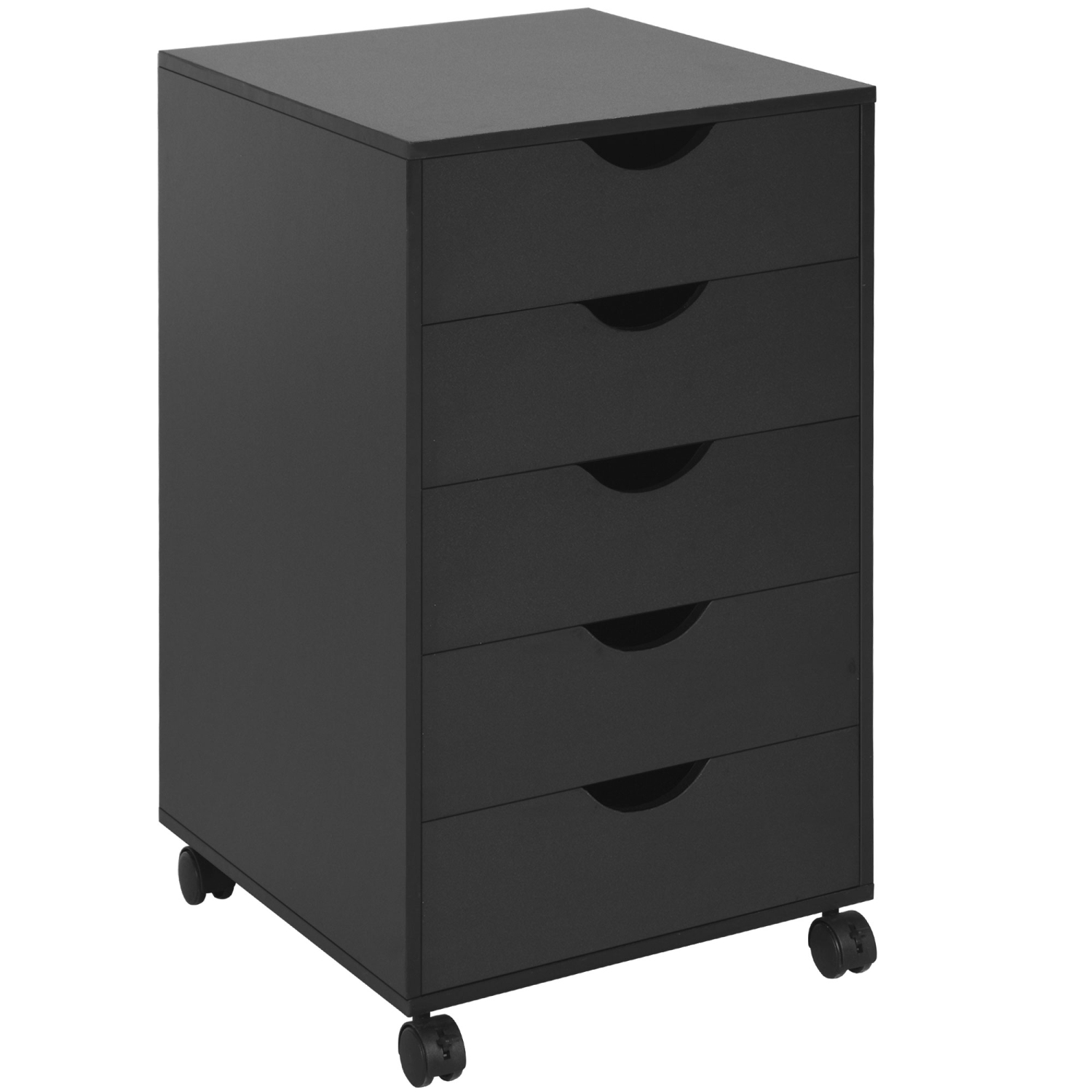 HOMCOM 5 Drawer Mobile File Cabinet, Rolling Printer Stand, Modern Vertical Filing Cabinet for Home Office, Black