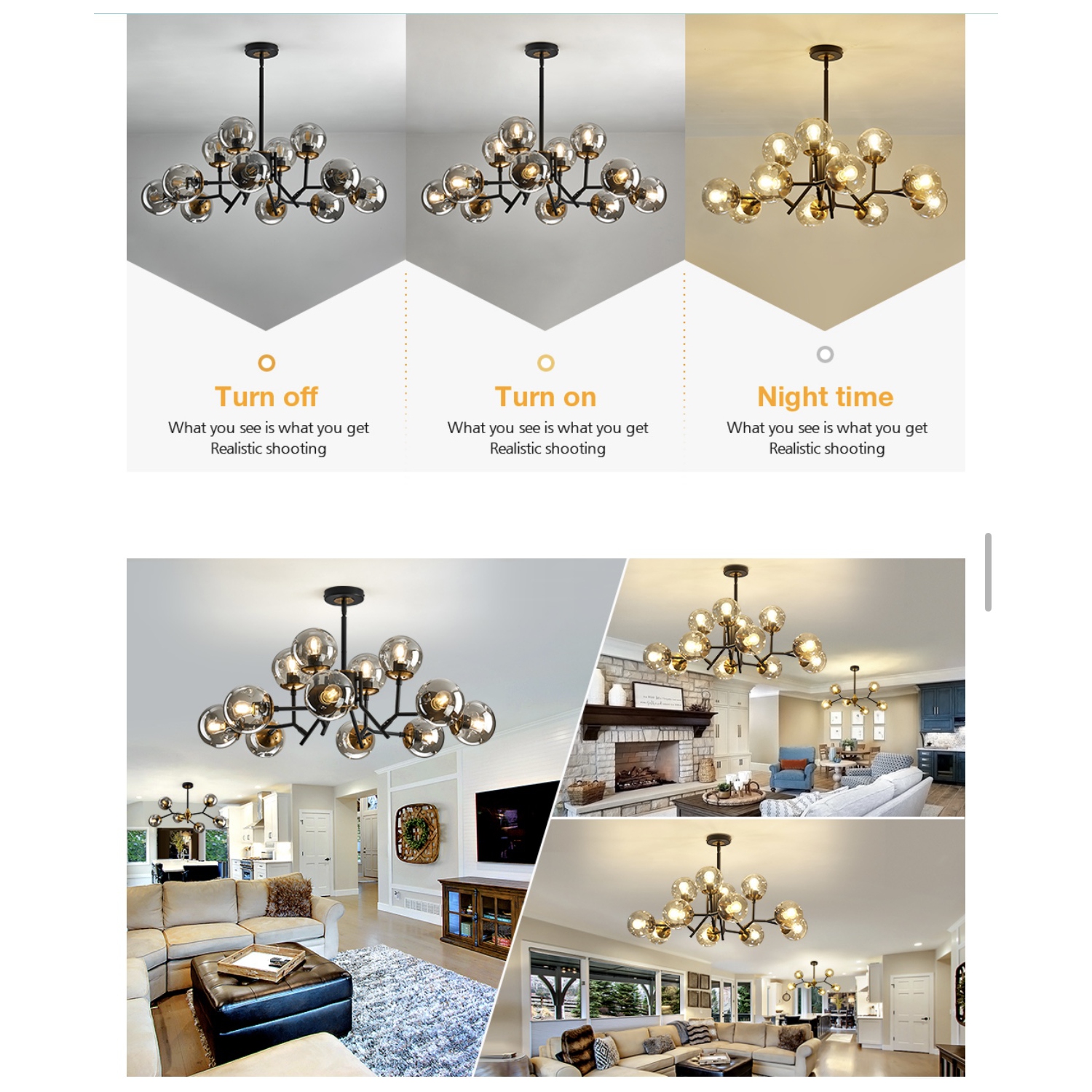 A|M Lighting 12-Light Glass Globe Sputnik Chandelier Mid-Century Modern