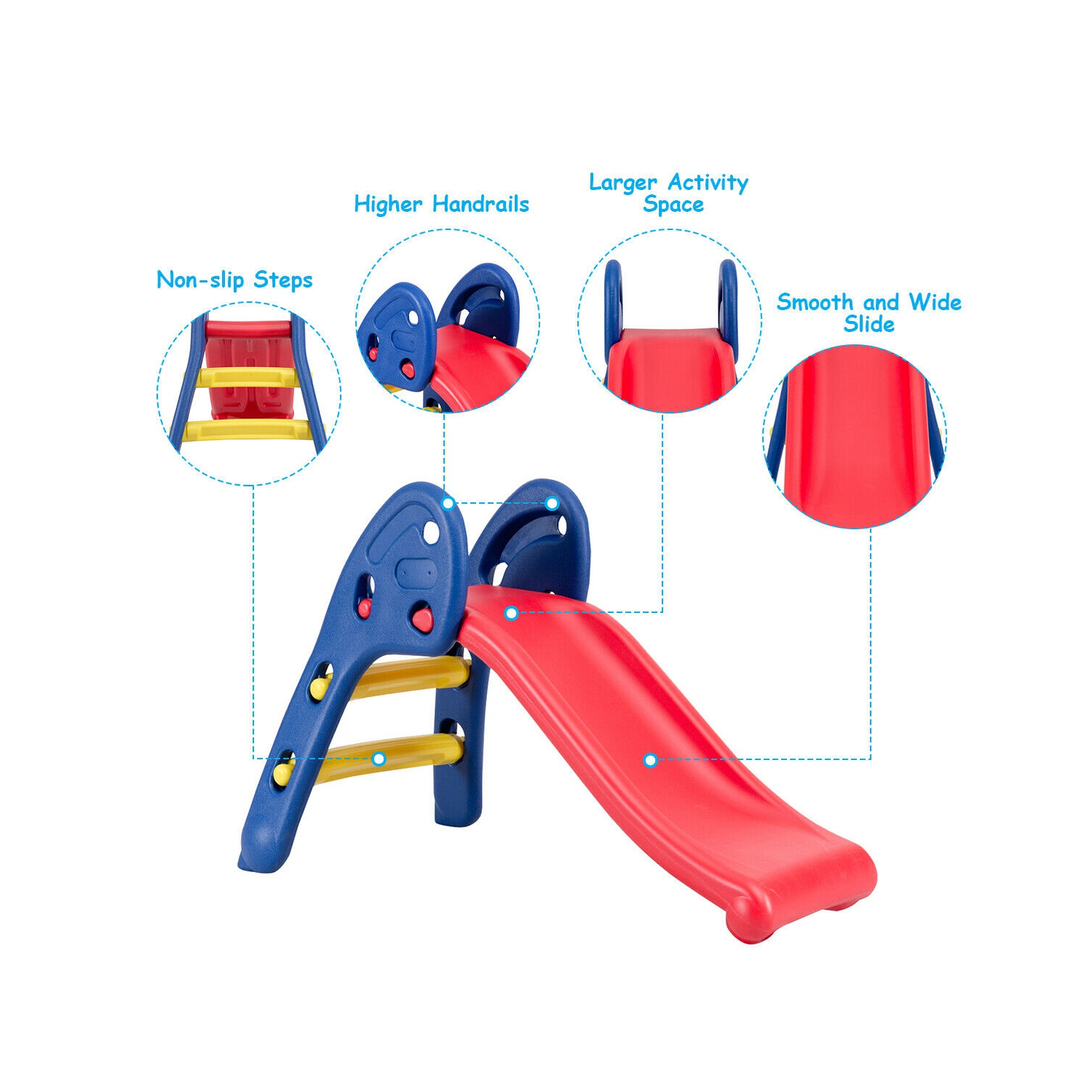 Gymax 2 Step Children Folding Slide Plastic Fun Toy Up-down For Kids Indoor & Outdoor