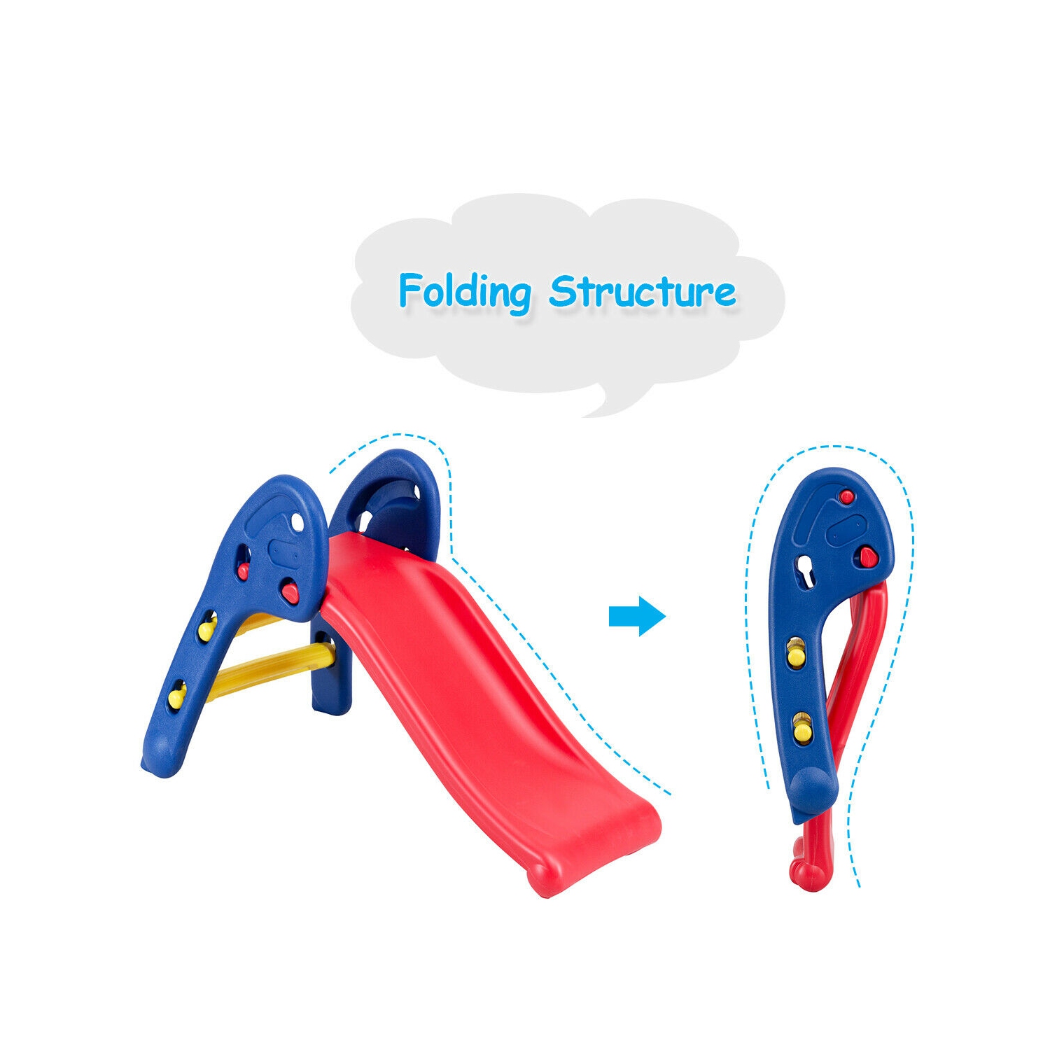 Gymax 2 Step Children Folding Slide Plastic Fun Toy Up-down For Kids Indoor & Outdoor