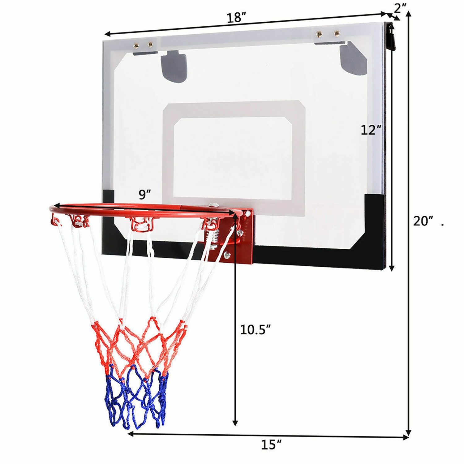 Gymax Over-The-Door Mini Basketball Hoop Includes Basketball & Hand Pump Indoor Sports