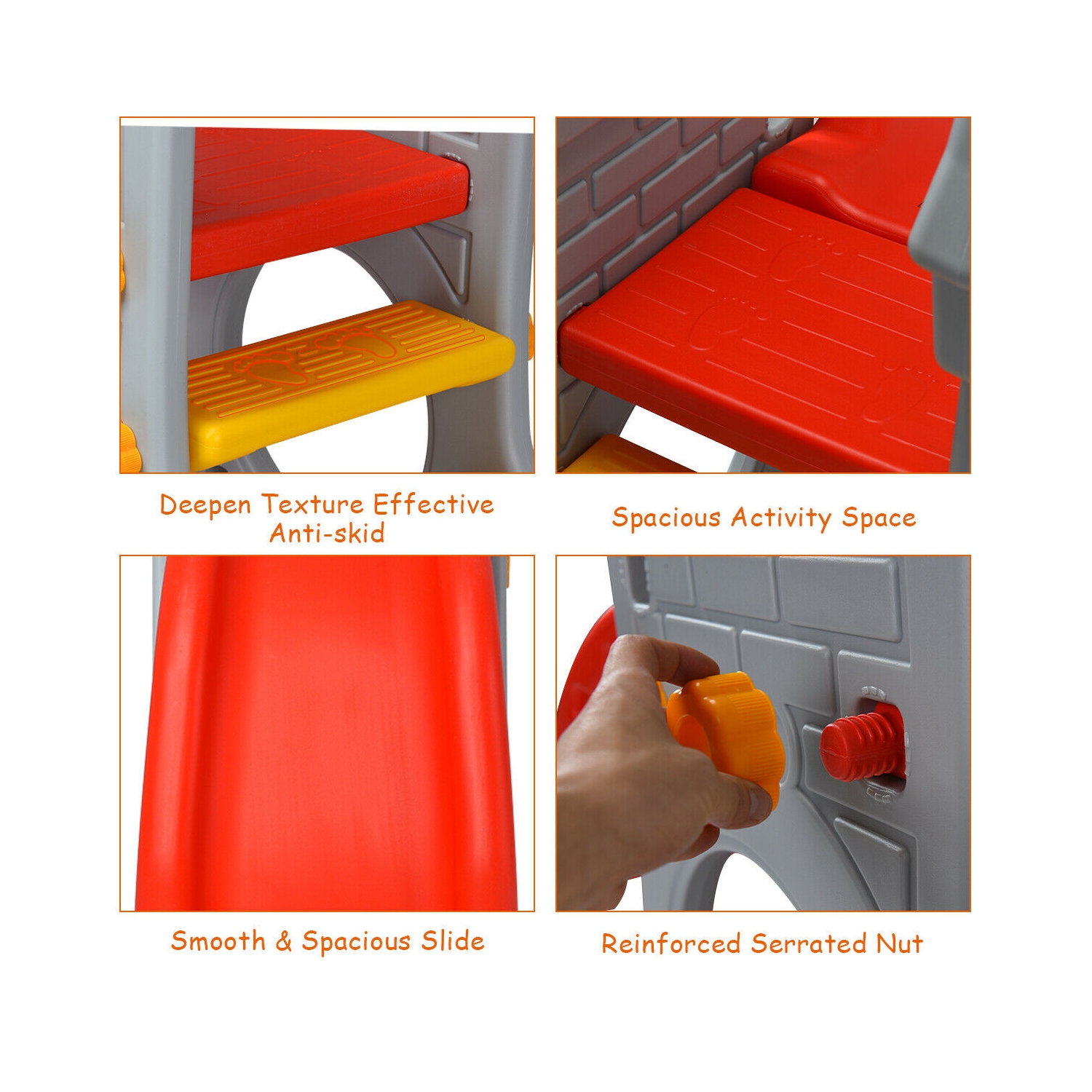 Gymax 2-Step Children Castle Slide Basketball Hoop and Telescope Toy Indoor & Outdoor