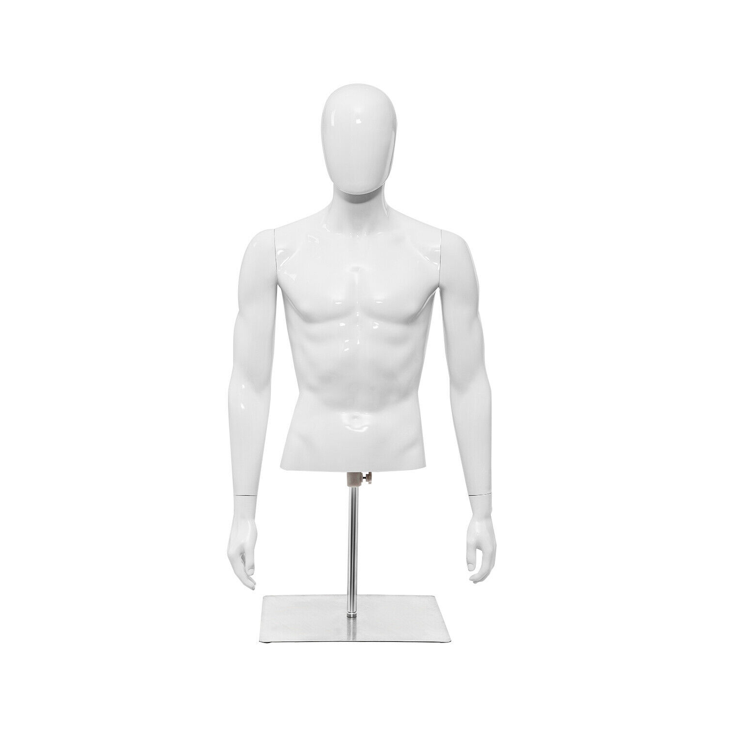 Gymax Half Body Mannequin Form Male Head Turn Display White