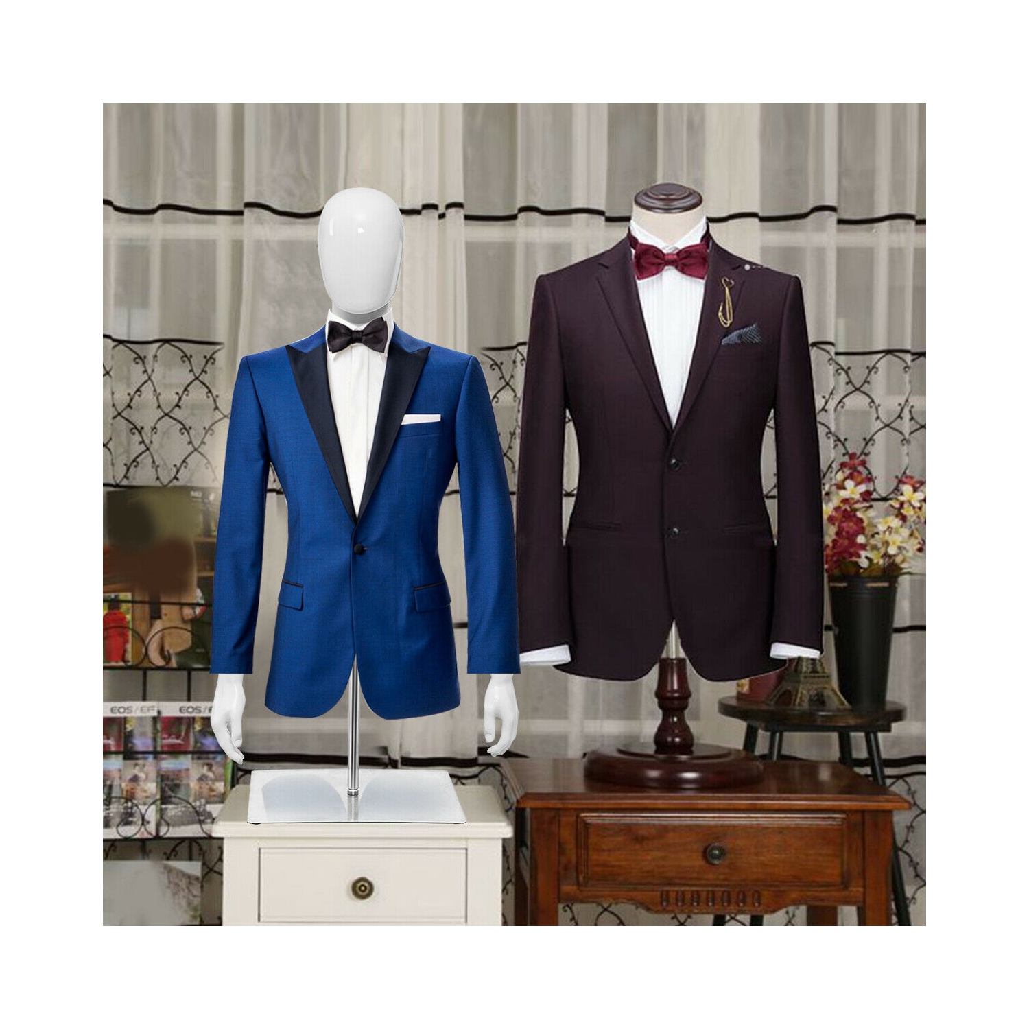 Gymax Half Body Mannequin Form Male Head Turn Display White