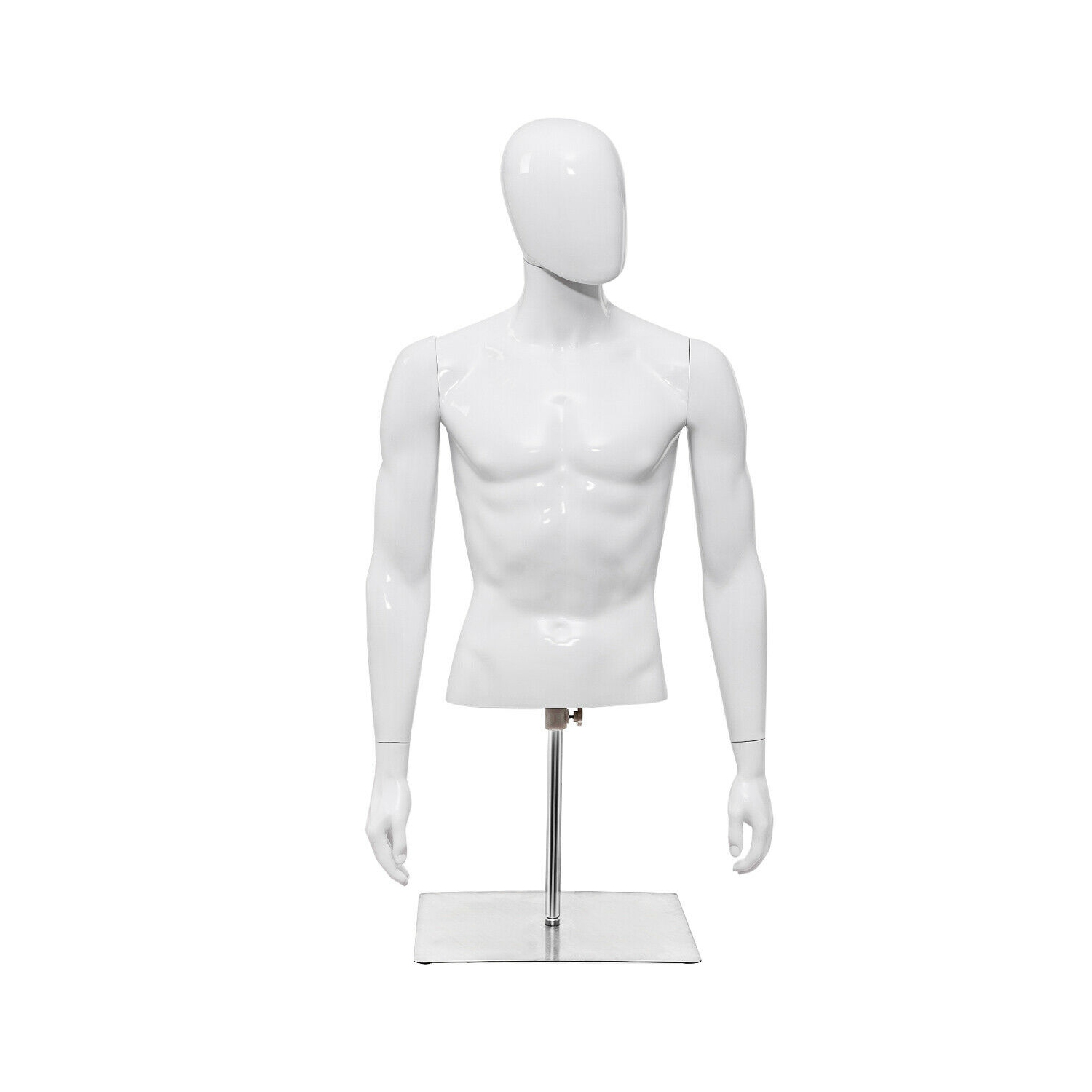 Gymax Half Body Mannequin Form Male Head Turn Display White