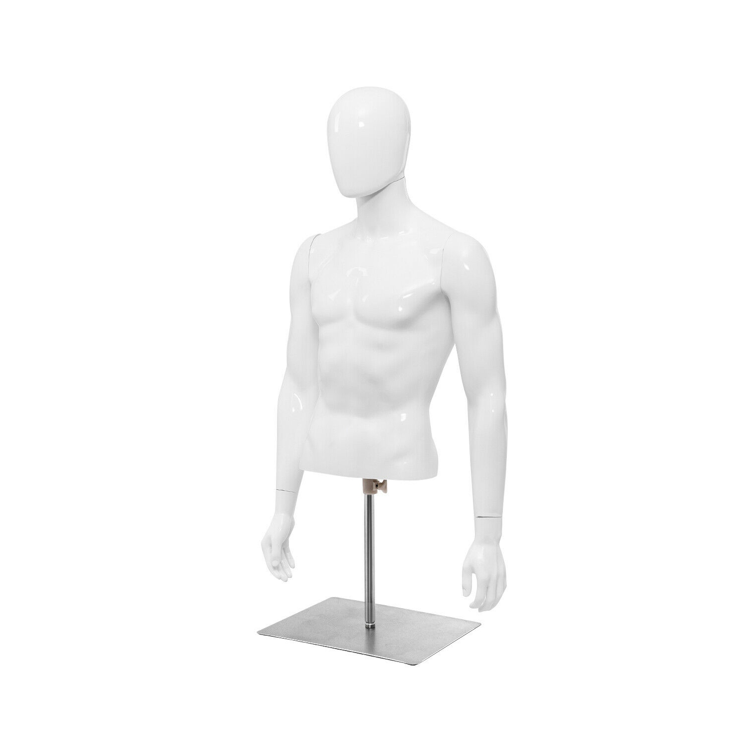 Gymax Half Body Mannequin Form Male Head Turn Display White