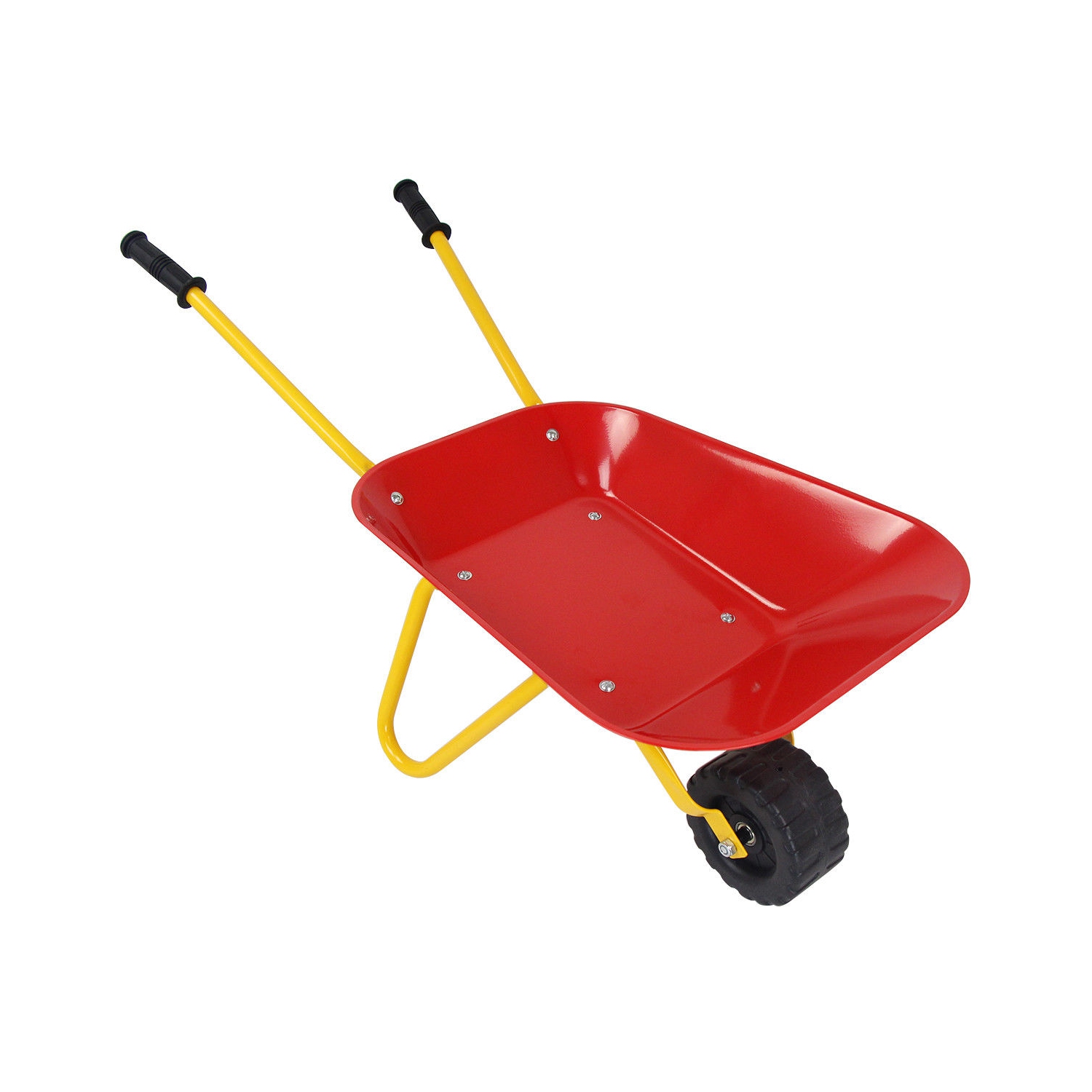 Gymax Kids Metal Wheelbarrow Children's Size Ourdoor Garden Backyard Play Toy Red