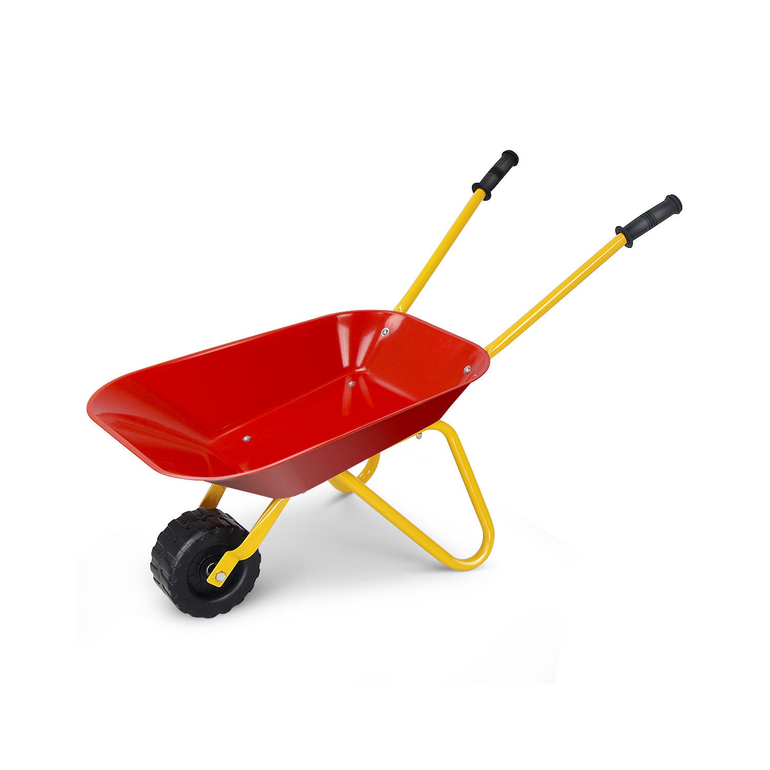 Gymax Kids Metal Wheelbarrow Children's Size Ourdoor Garden Backyard Play Toy Red