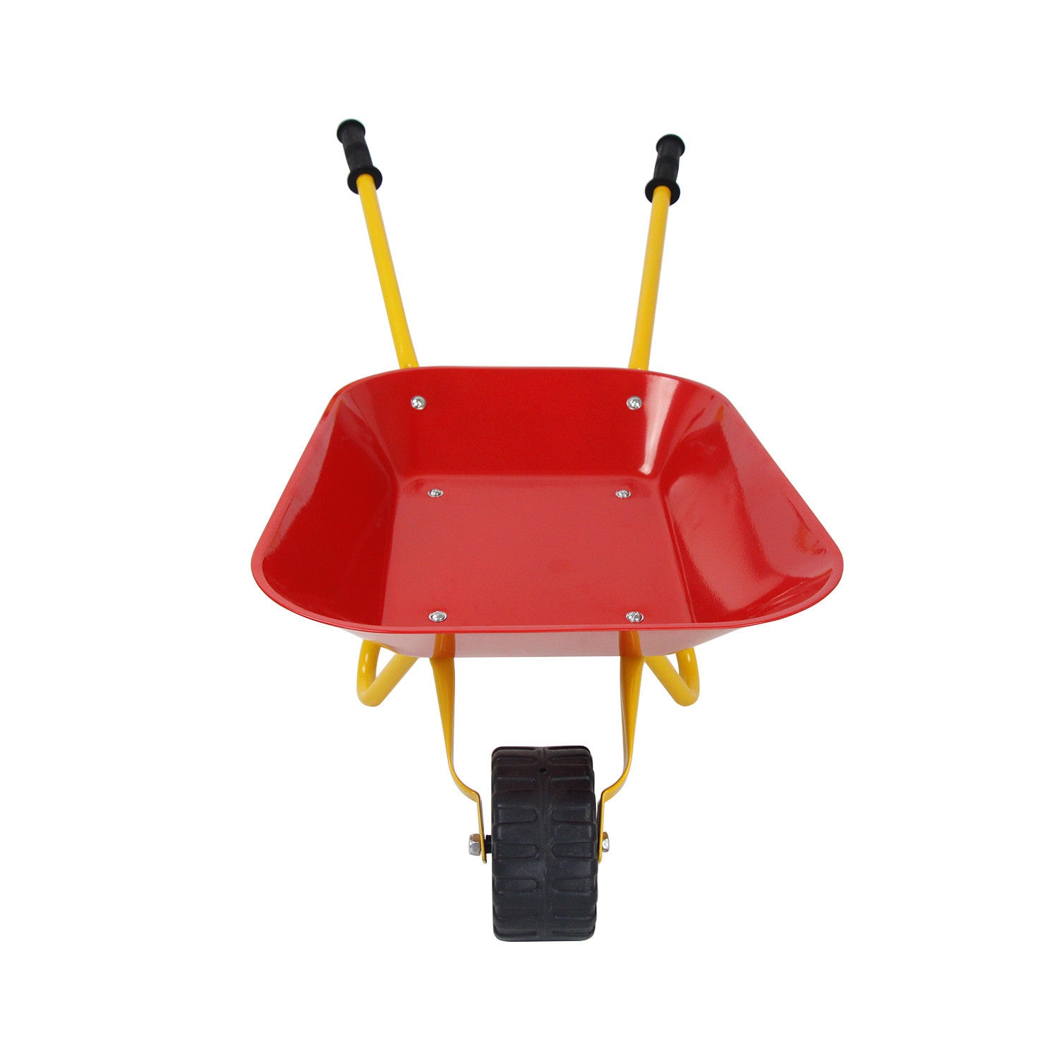 Gymax Kids Metal Wheelbarrow Children's Size Ourdoor Garden Backyard Play Toy Red