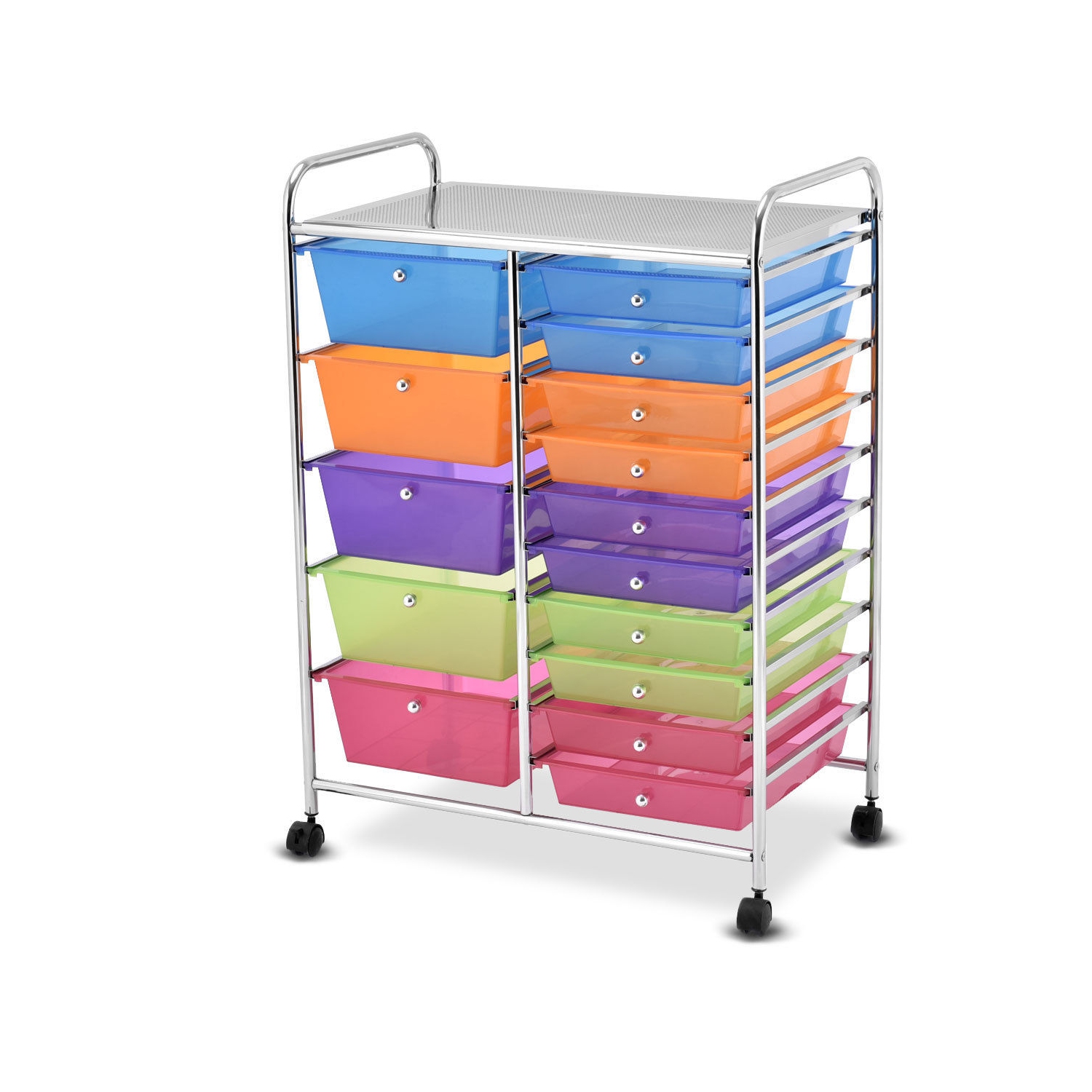 Gymax Rolling Storage Cart 15 Drawers Organize Shelf Office School