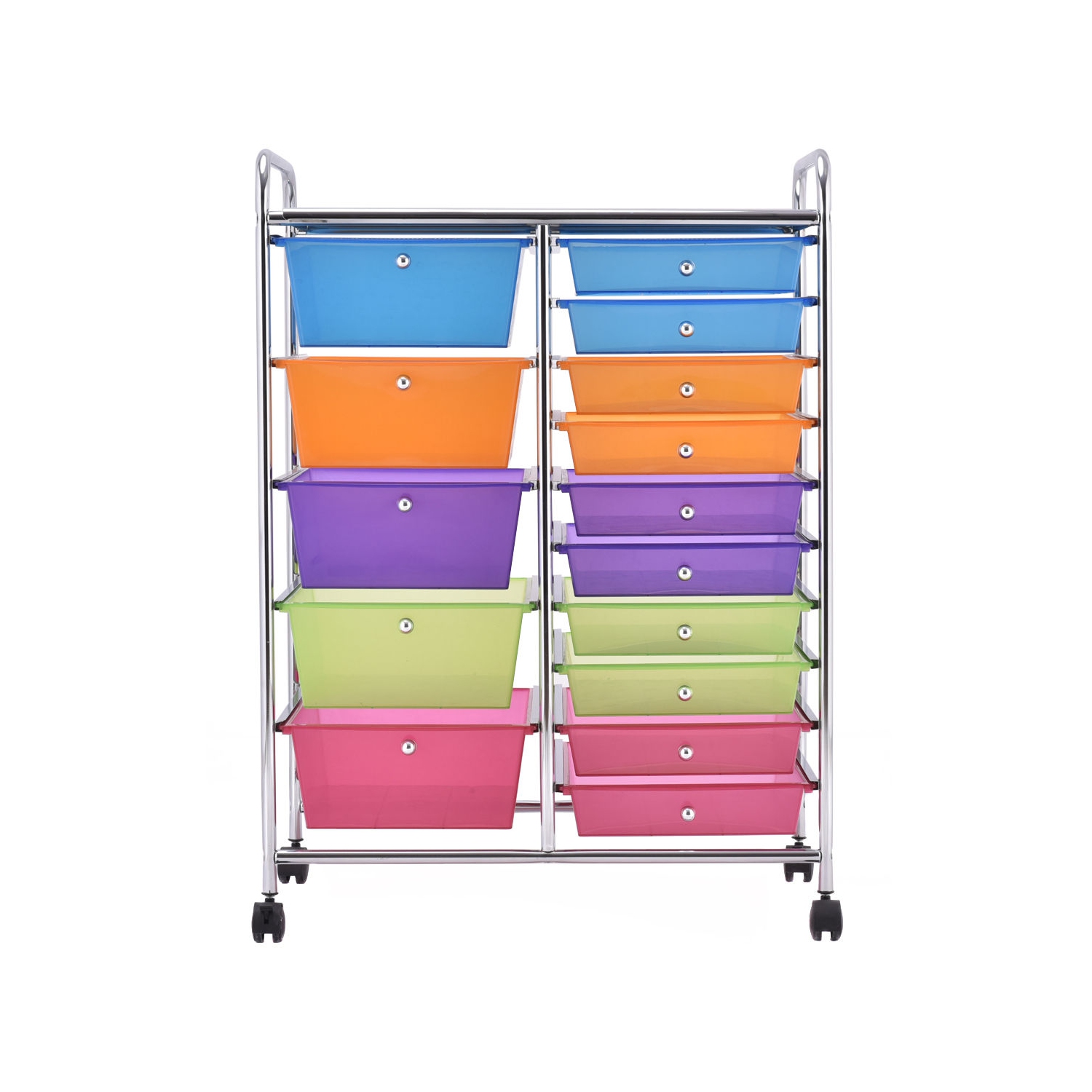 Gymax Rolling Storage Cart 15 Drawers Organize Shelf Office School