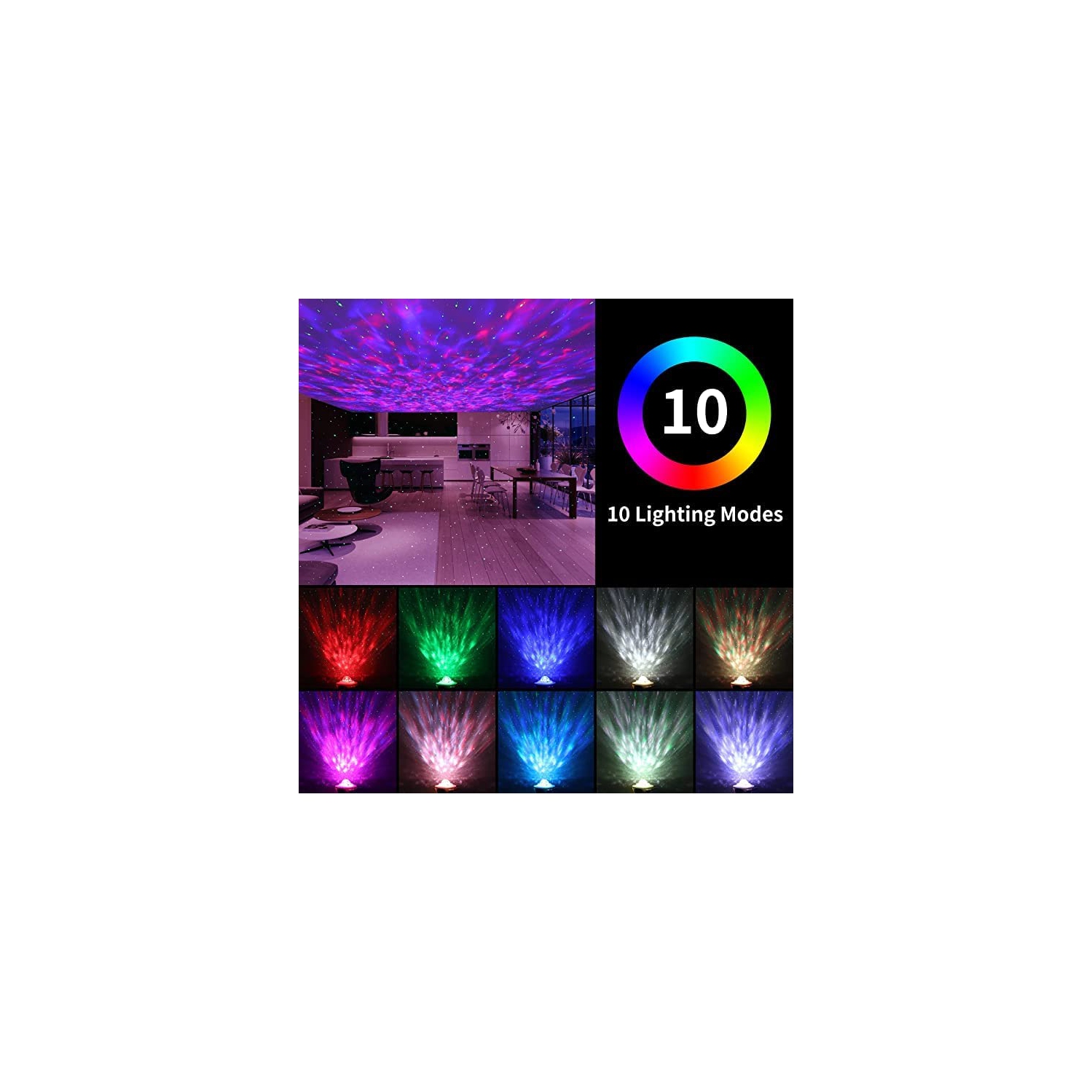 Projecteur Star, projecteur Galaxy Night Light avec télécommande et 10 effets de couleurs, haut-parleur et minuterie intégrés, projecteur de plafond