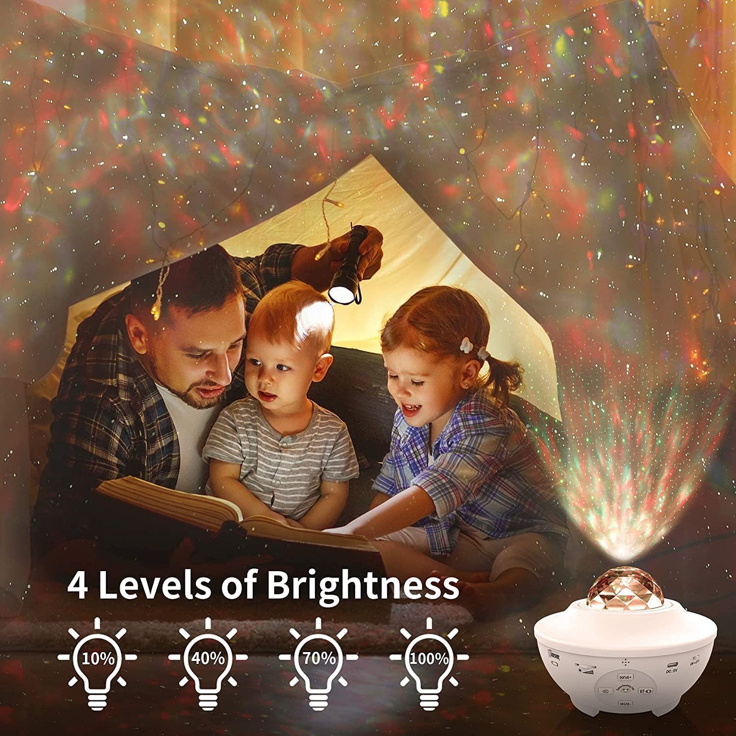 Projecteur Star, projecteur Galaxy Night Light avec télécommande et 10 effets de couleurs, haut-parleur et minuterie intégrés, projecteur de plafond