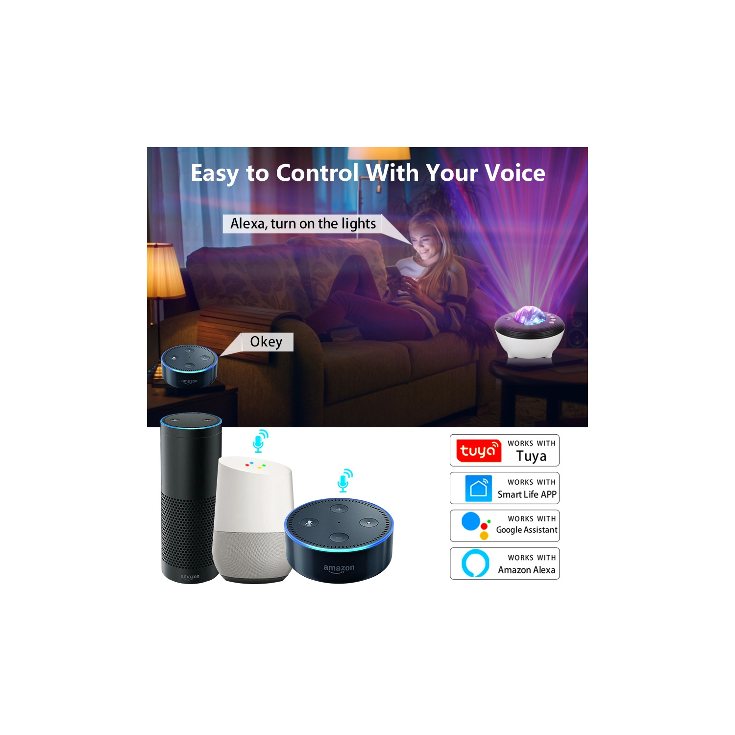 Projecteur Aurora de Northern Lights, projecteur Smart Star Galaxy pour chambre à coucher, haut-parleur musique, bruits blancs projecteur Galaxy avec