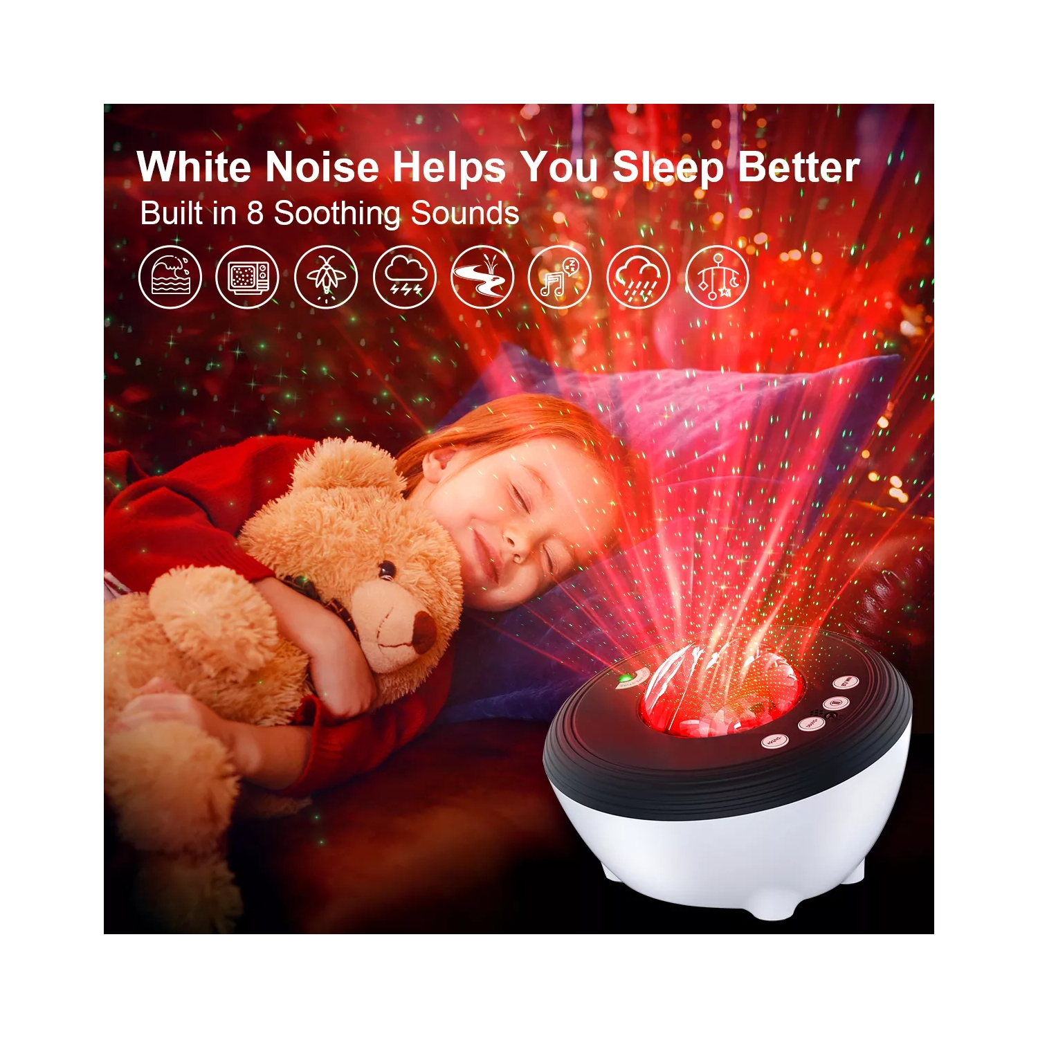 Projecteur Aurora de Northern Lights, projecteur Smart Star Galaxy pour chambre à coucher, haut-parleur musique, bruits blancs projecteur Galaxy avec