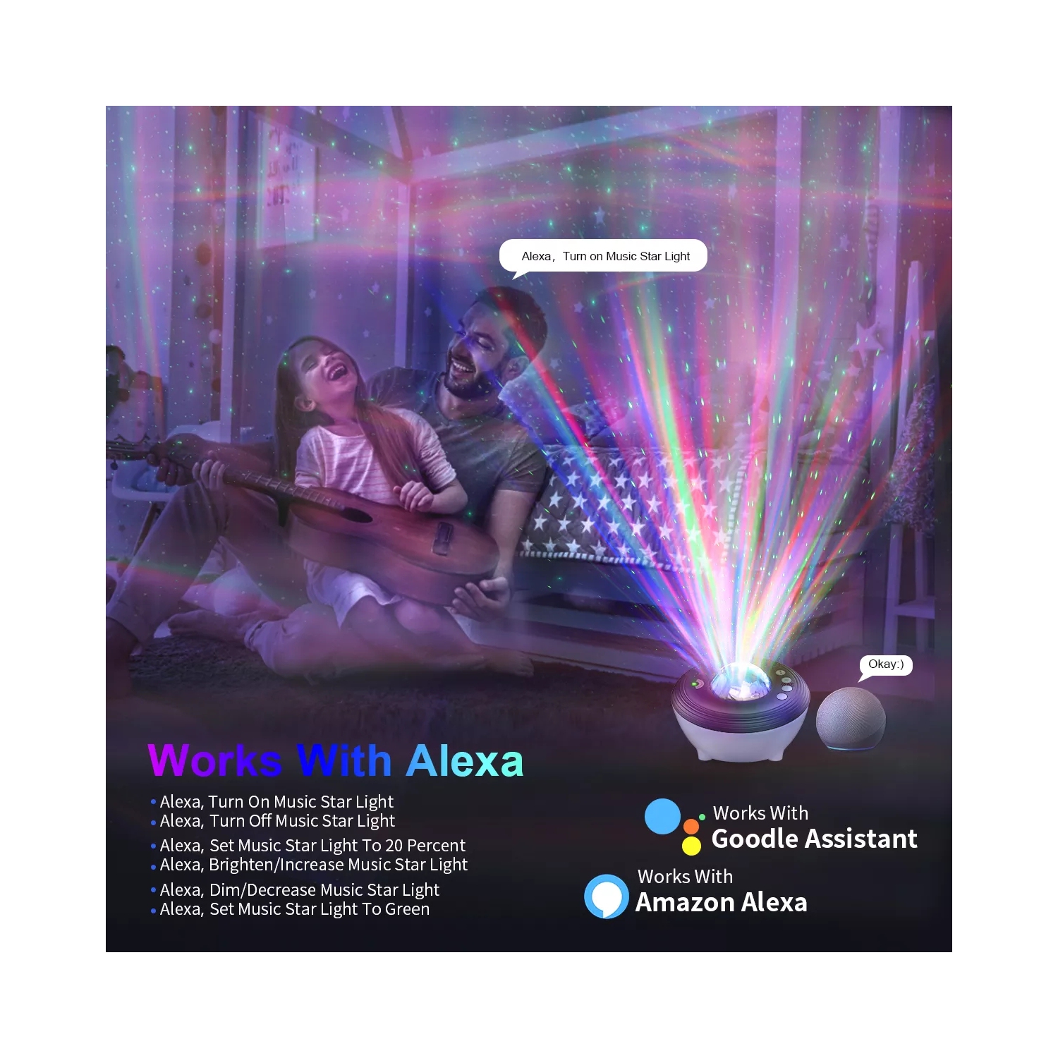 Projecteur Aurora de Northern Lights, projecteur Smart Star Galaxy pour chambre à coucher, haut-parleur musique, bruits blancs projecteur Galaxy avec