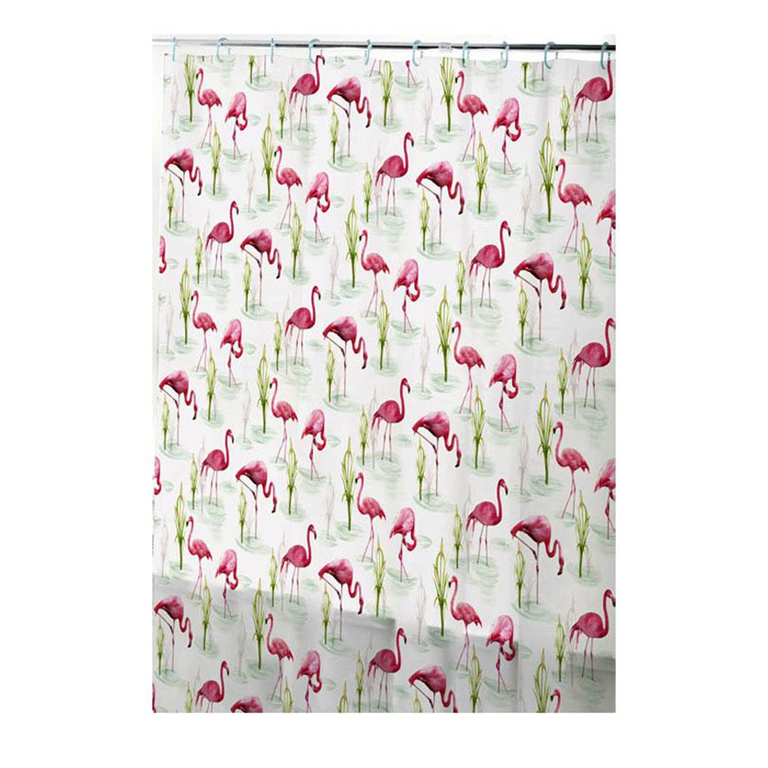 ITY International - Peva Shower Curtain, 71" x 71", Flamingo Pattern
