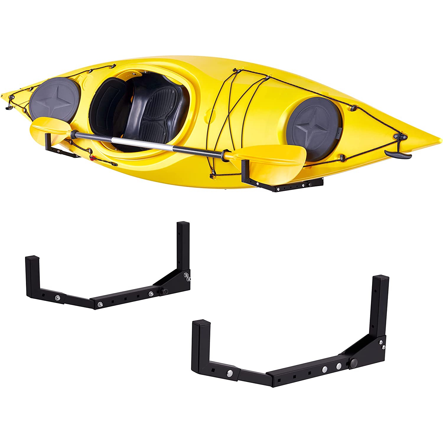 RaxGo Support de rangement pour kayak, rangement robuste pour deux kayaks,  SUP, canoë et planche à pagaie pour intérieur, extérieur, garage, abri ou  quai, hauteur réglable autoportante 