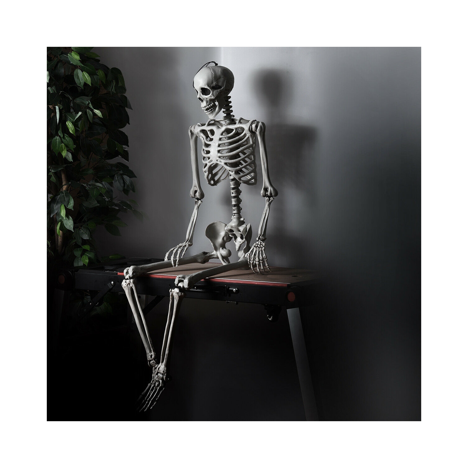 Gymax Full Body Halloween Skeleton 5.4ft Life Size w/ Hanging Rope Movable Joints