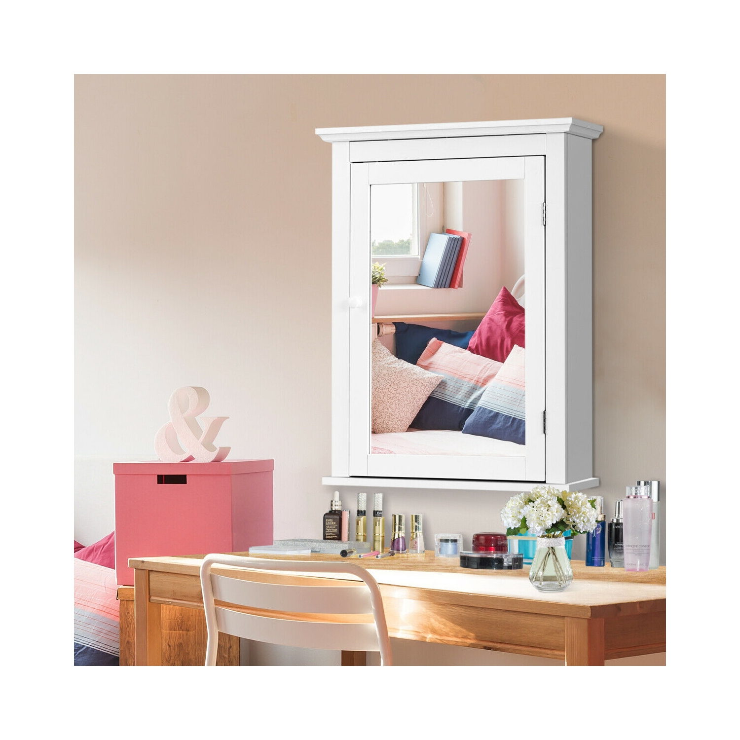 Armoire de toilette à miroir Etagère réglable murale Gymax