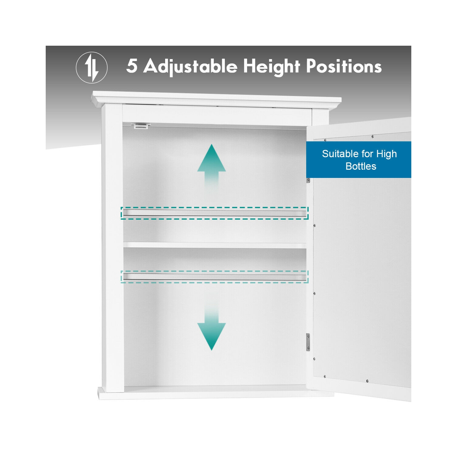 Armoire de toilette à miroir Etagère réglable murale Gymax